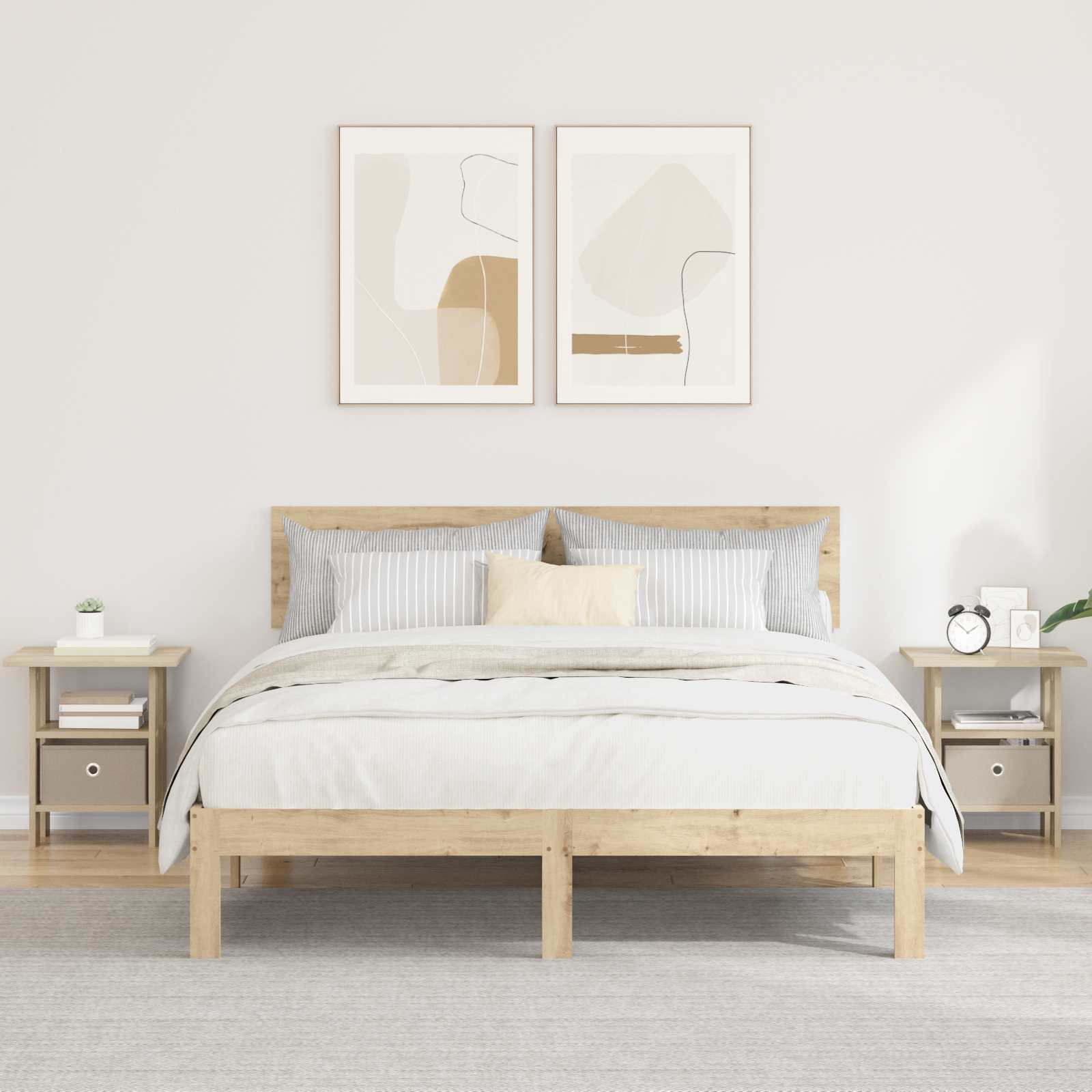 vidaXL Nachtkastje 2 pcs Artisan Eiken 41 x 40 x 45 cm Bewerkt hout