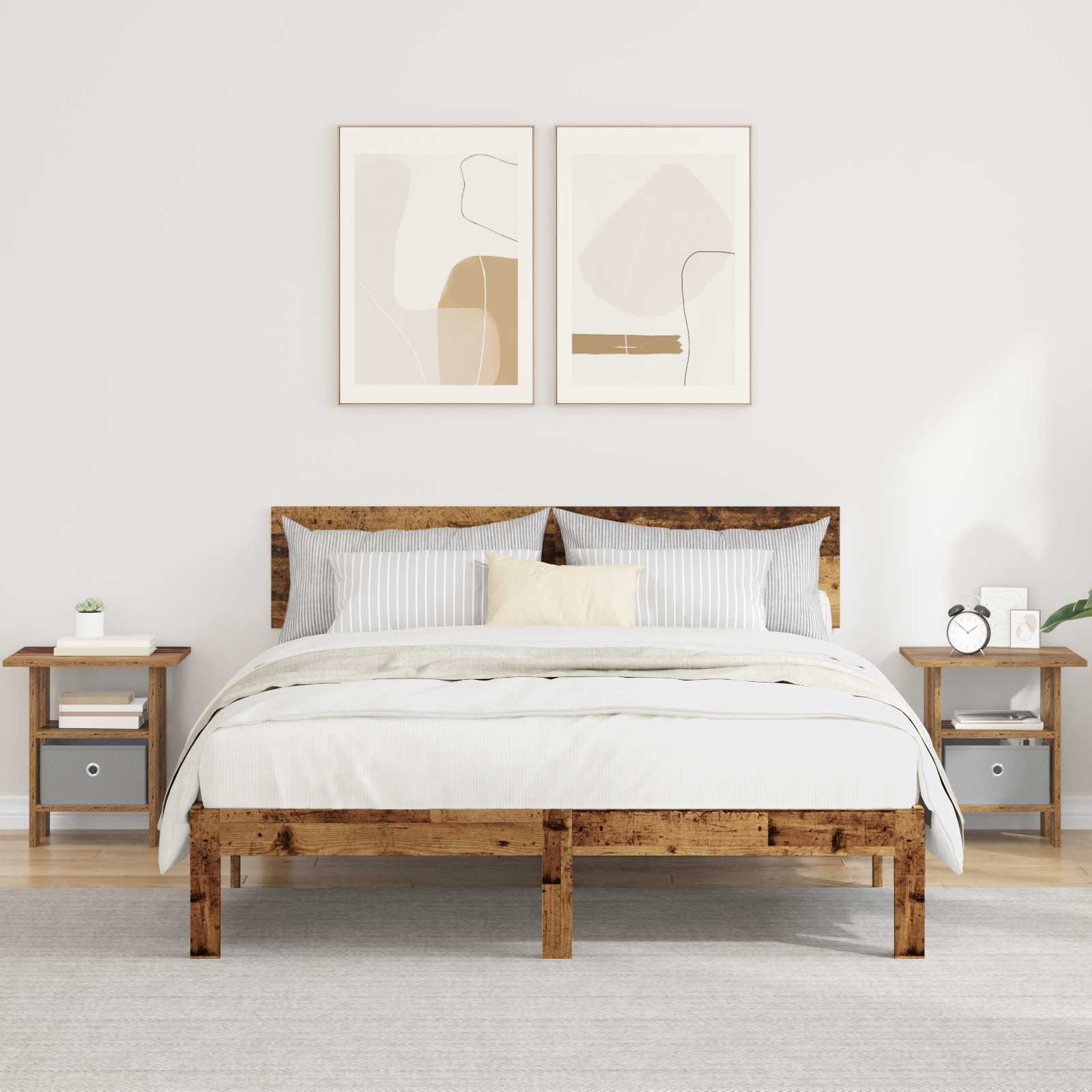 vidaXL Nachtkastje 2 pcs Artisan Eiken 41 x 40 x 45 cm Bewerkt hout