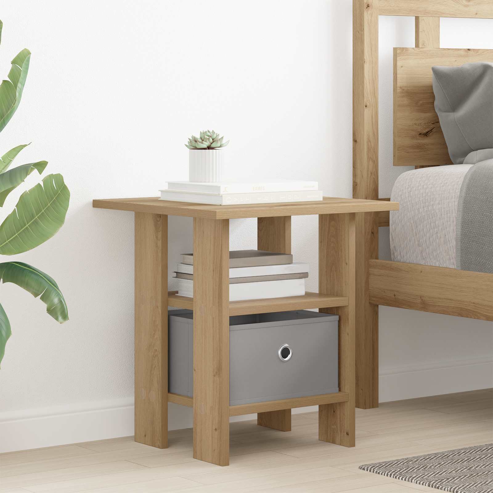 vidaXL Nachtkastje 2 pcs Artisan Eiken 41 x 40 x 45 cm Bewerkt hout