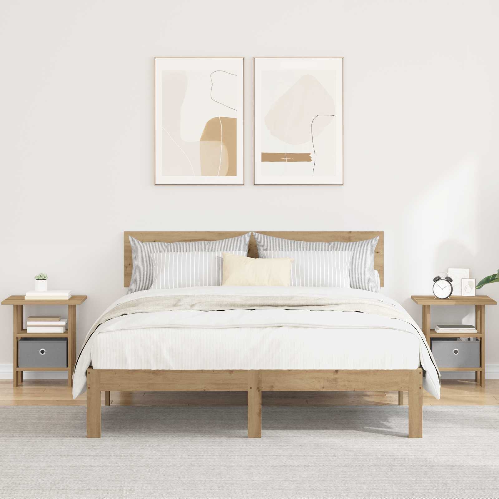 vidaXL Nachtkastje 2 pcs Artisan Eiken 41 x 40 x 45 cm Bewerkt hout