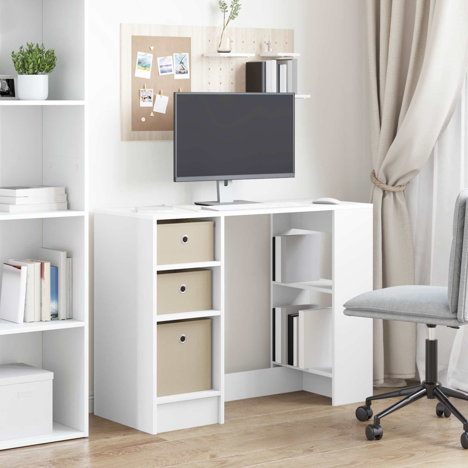 vidaXL Bureau met lade Grijs Sonoma 100 x 40 x 75 cm Bewerkt hout