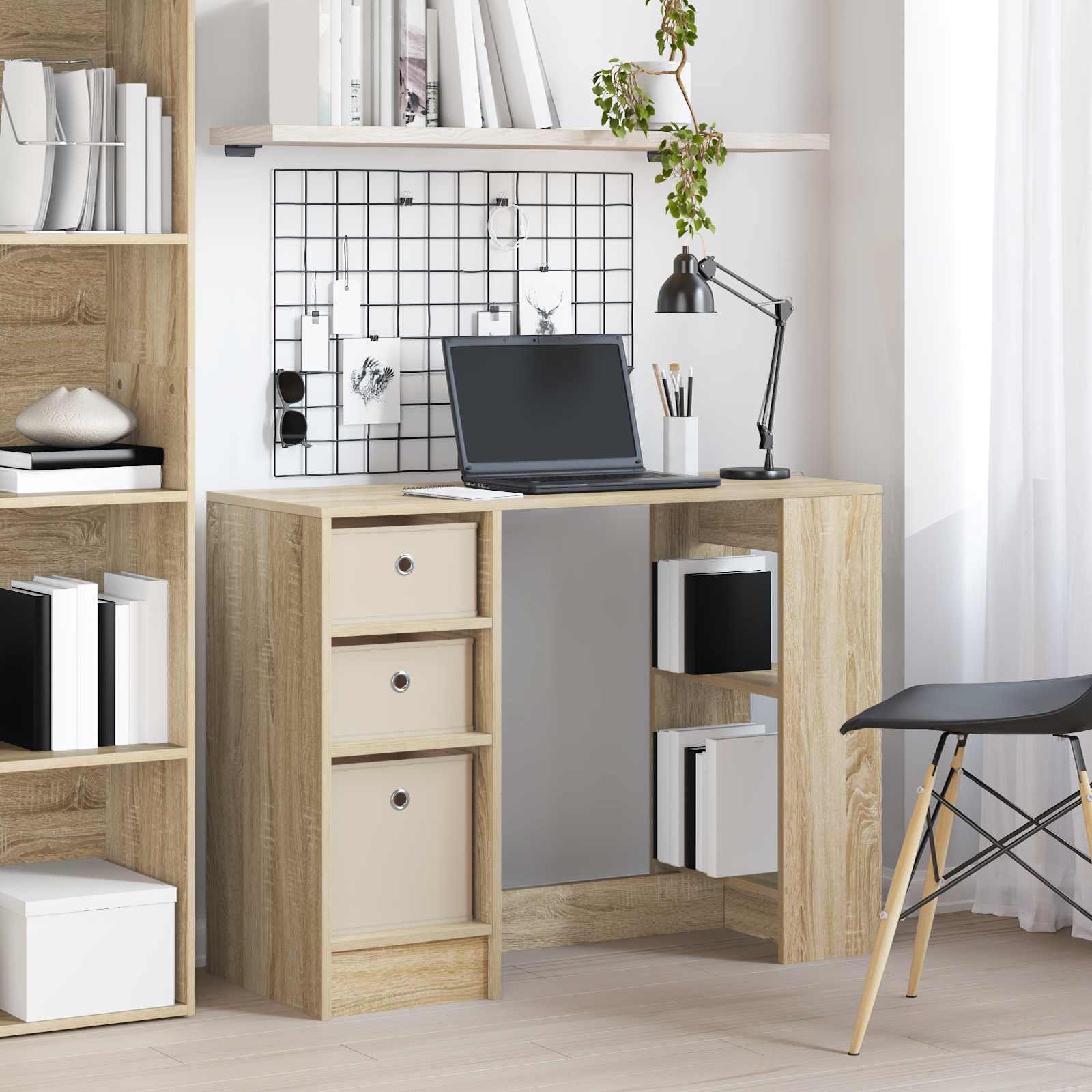 vidaXL Bureau met lade Grijs Sonoma 100 x 40 x 75 cm Bewerkt hout