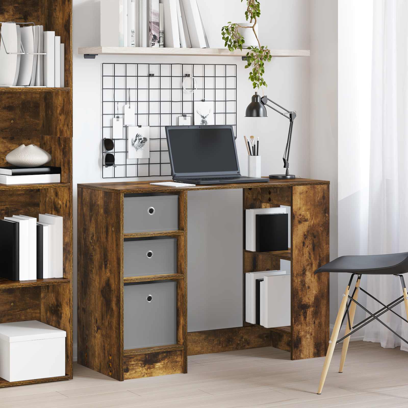 vidaXL Bureau met lade Grijs Sonoma 100 x 40 x 75 cm Bewerkt hout