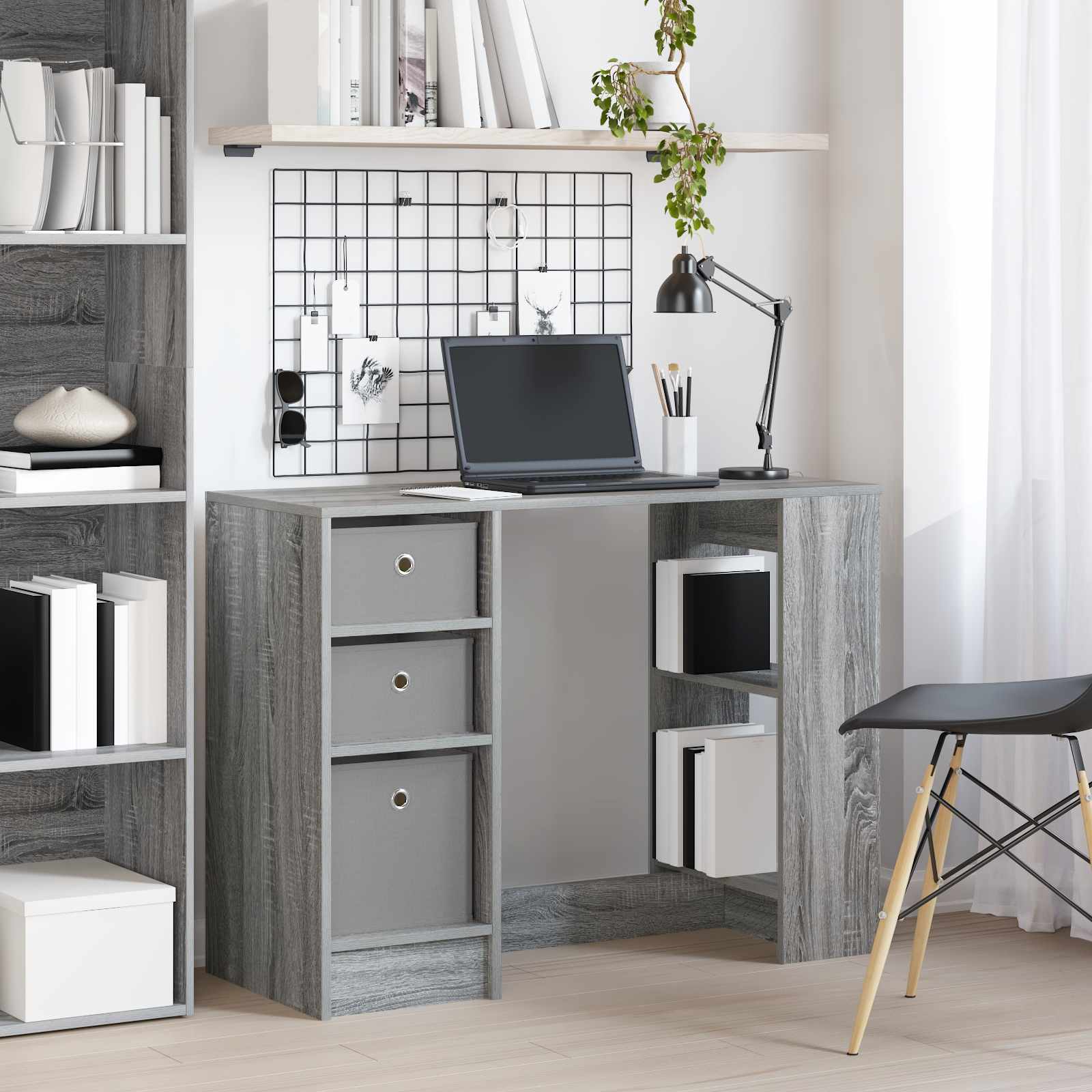 vidaXL Bureau met lade Grijs Sonoma 100 x 40 x 75 cm Bewerkt hout