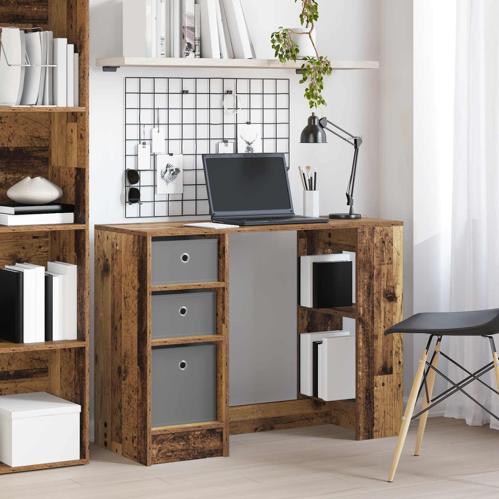vidaXL Bureau met lade Grijs Sonoma 100 x 40 x 75 cm Bewerkt hout