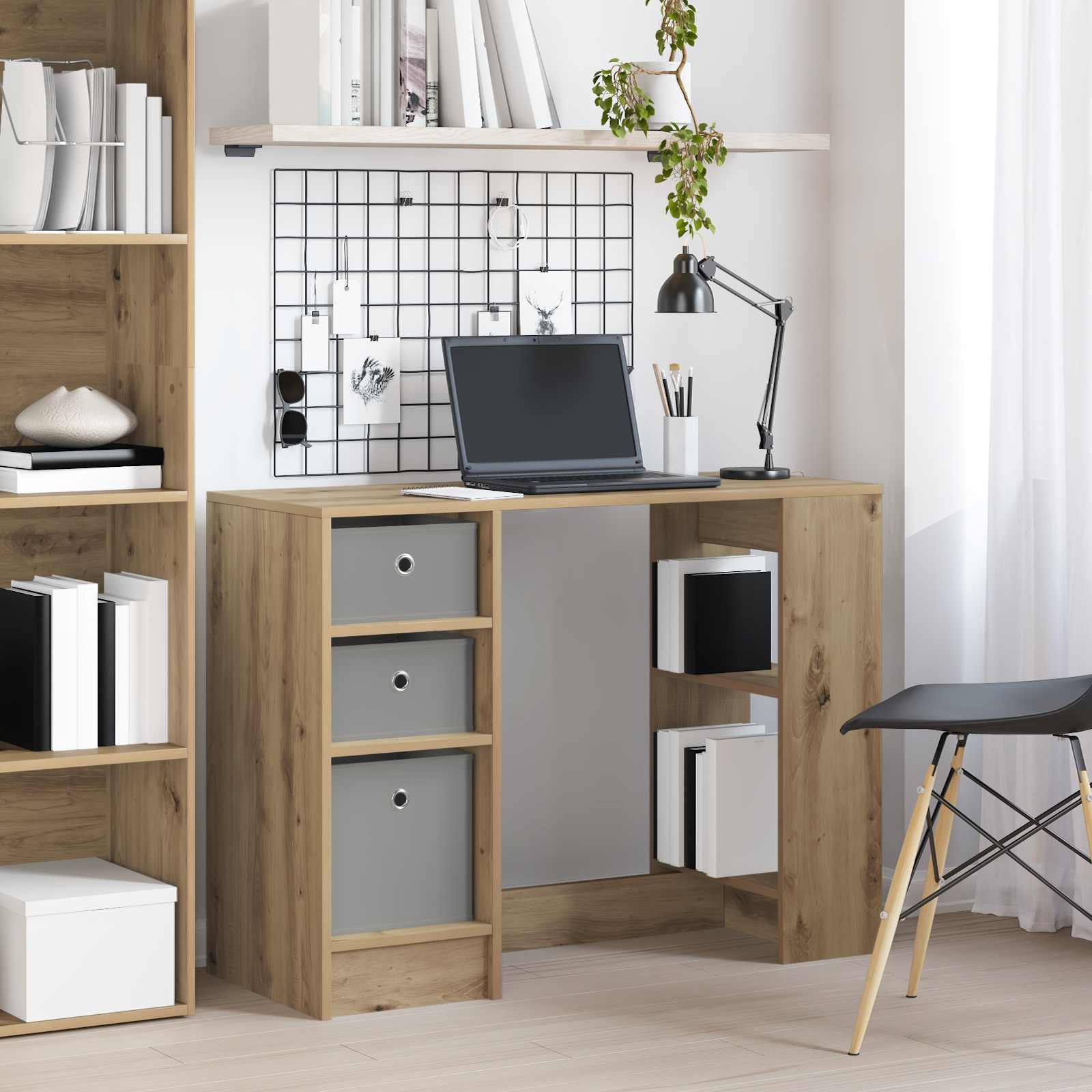 vidaXL Bureau met lade Grijs Sonoma 100 x 40 x 75 cm Bewerkt hout