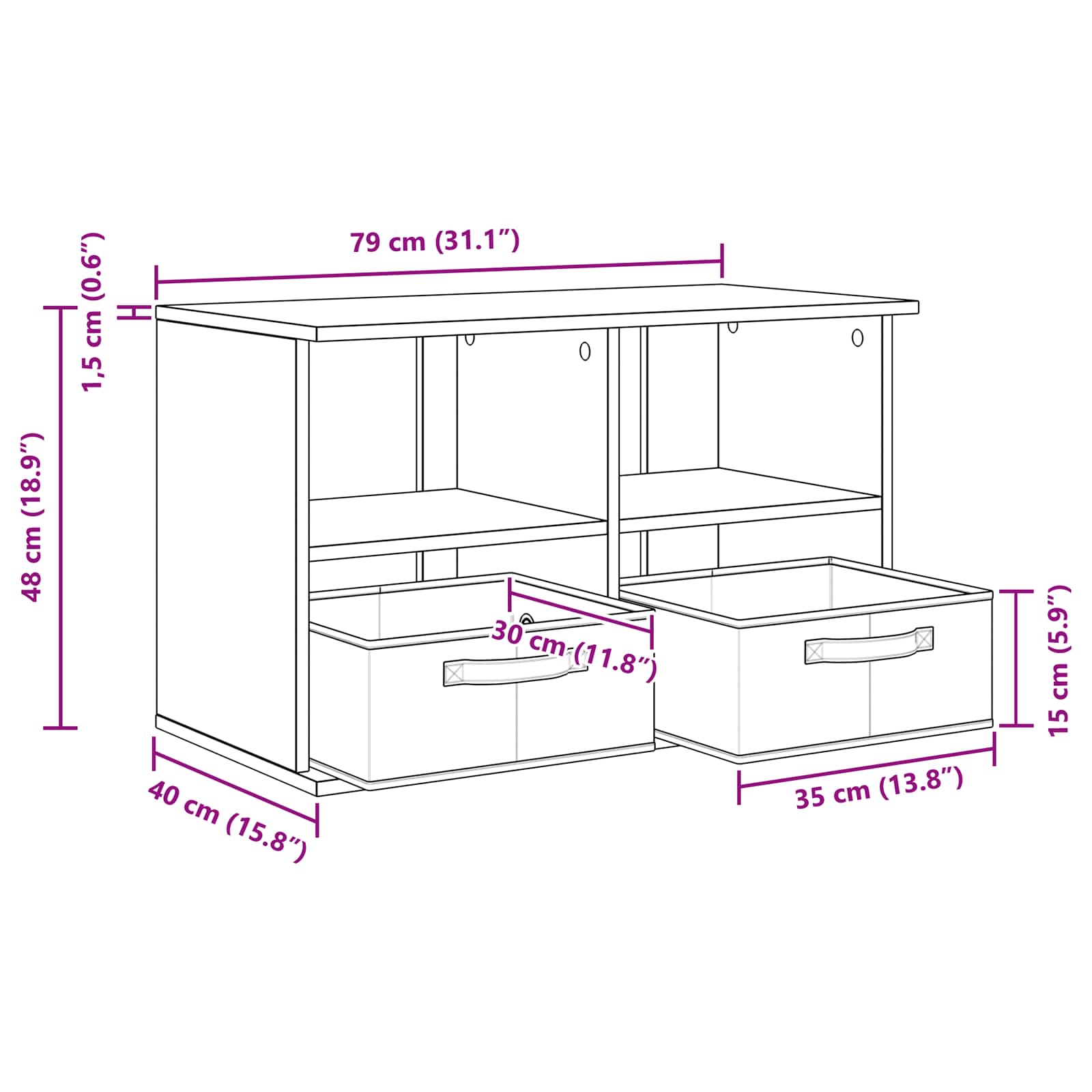 vidaXL TV-standaard met lade Wit 79 x 40 x 48 cm