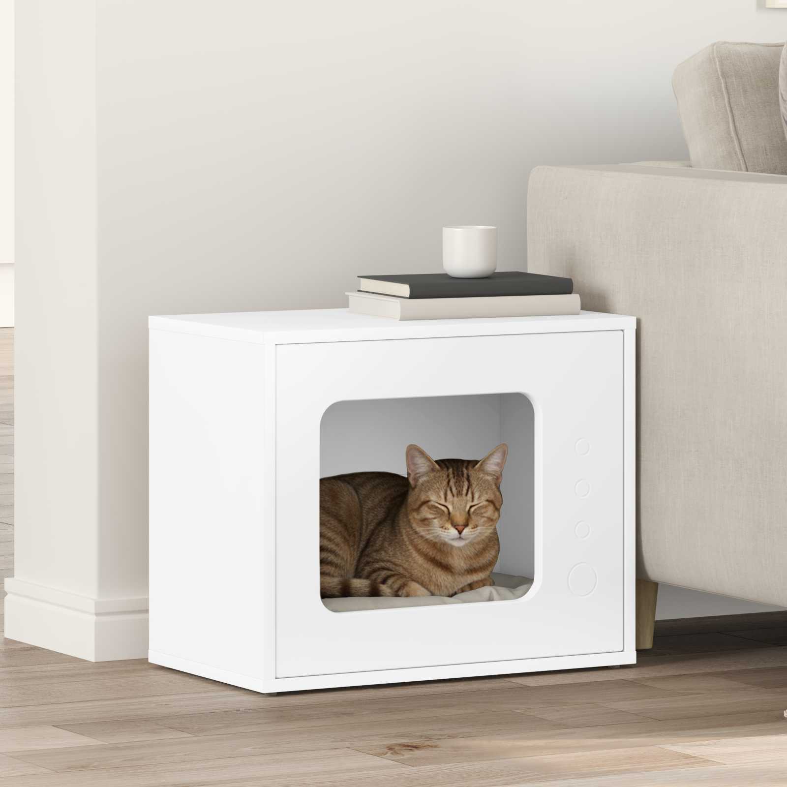 vidaXL Kattenhuis Wit 51 x 30 x 42 cm Bewerkt hout
