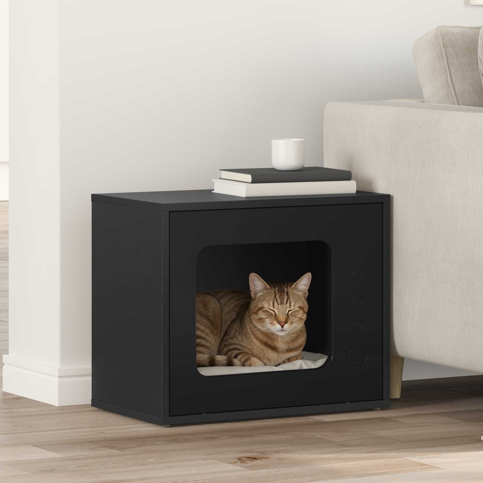 vidaXL Kattenhuis Wit 51 x 30 x 42 cm Bewerkt hout