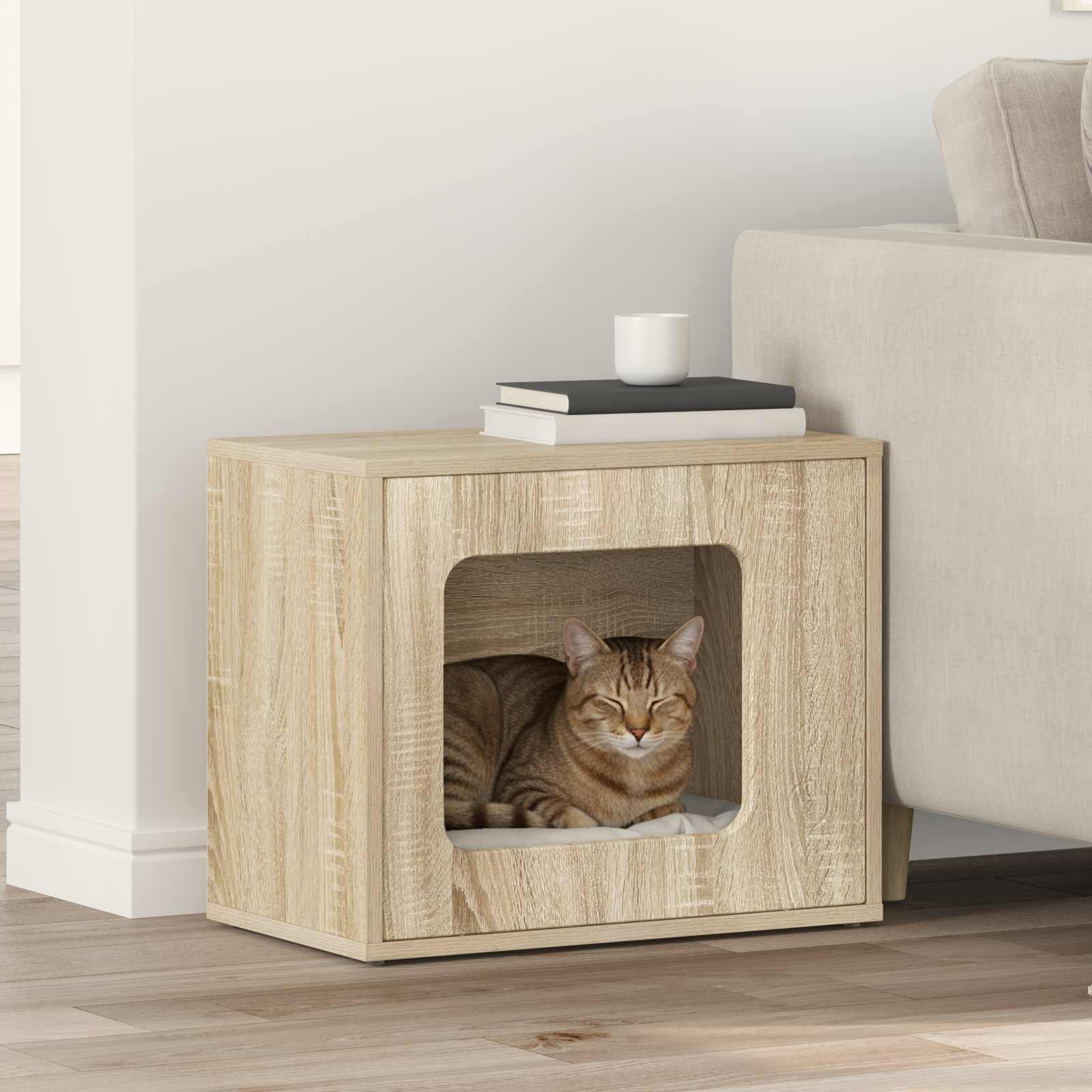 vidaXL Kattenhuis Wit 51 x 30 x 42 cm Bewerkt hout