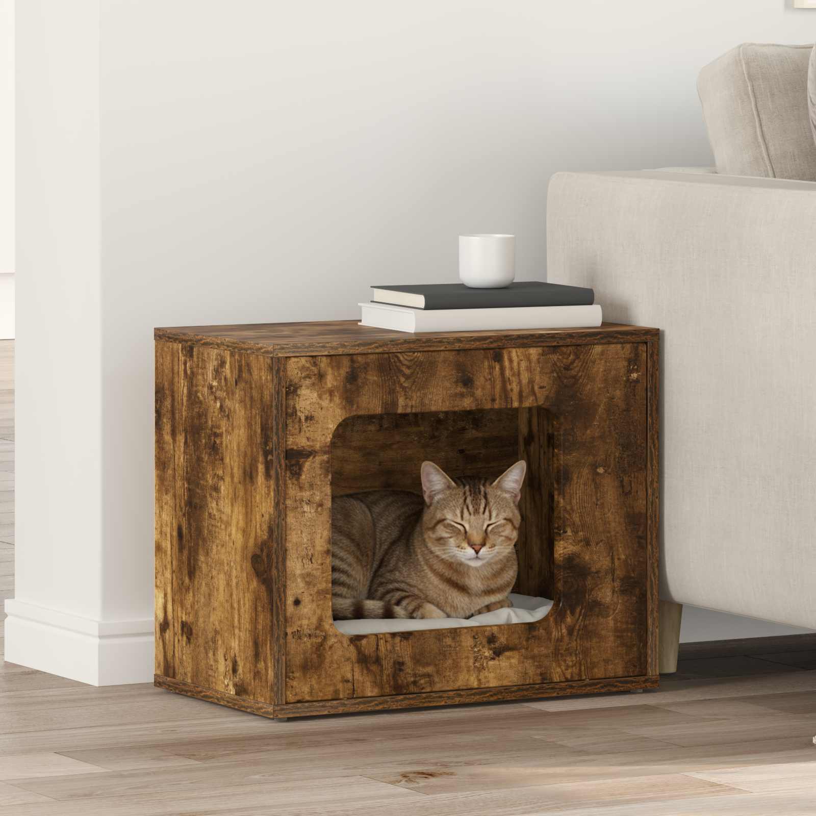 vidaXL Kattenhuis Wit 51 x 30 x 42 cm Bewerkt hout