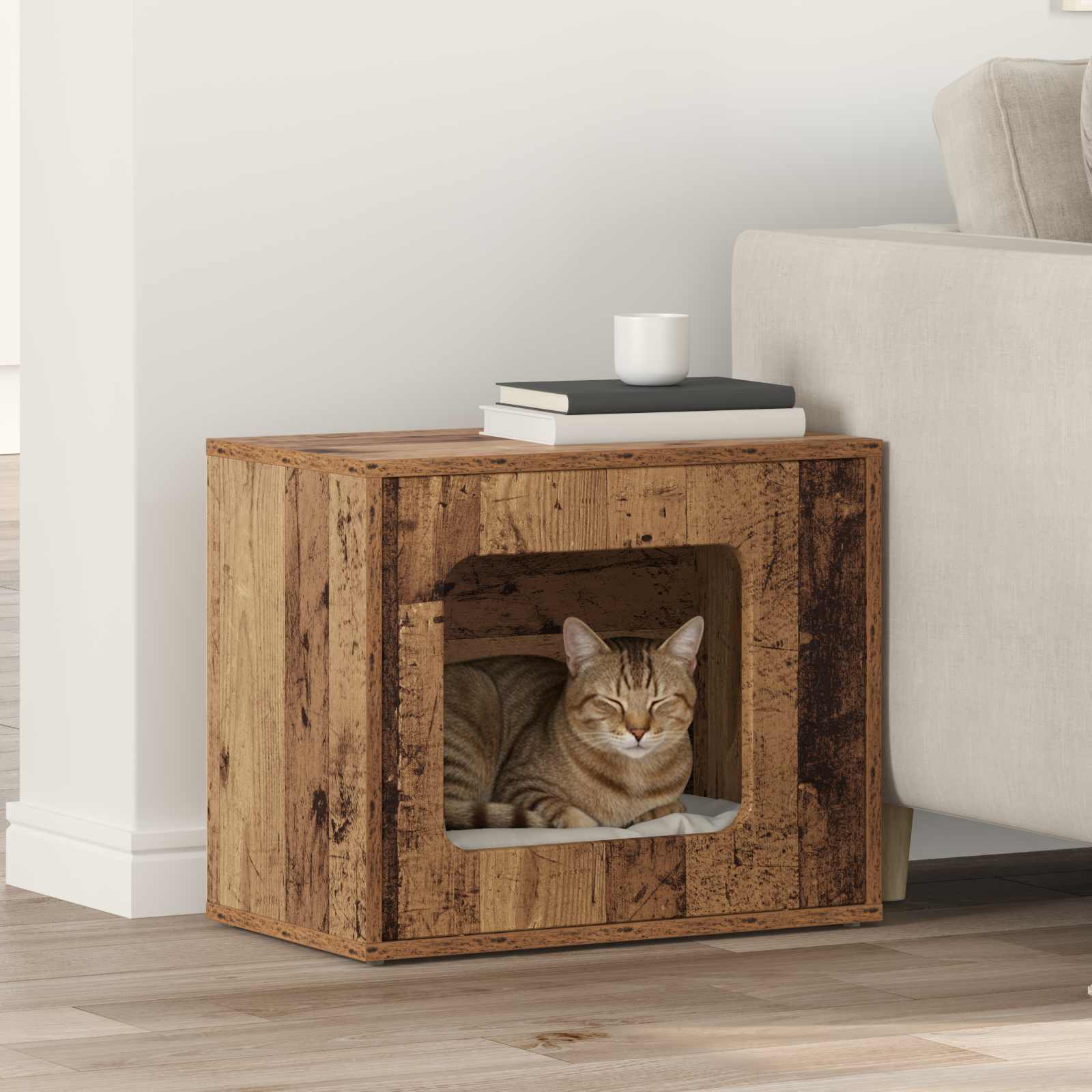 vidaXL Kattenhuis Wit 51 x 30 x 42 cm Bewerkt hout