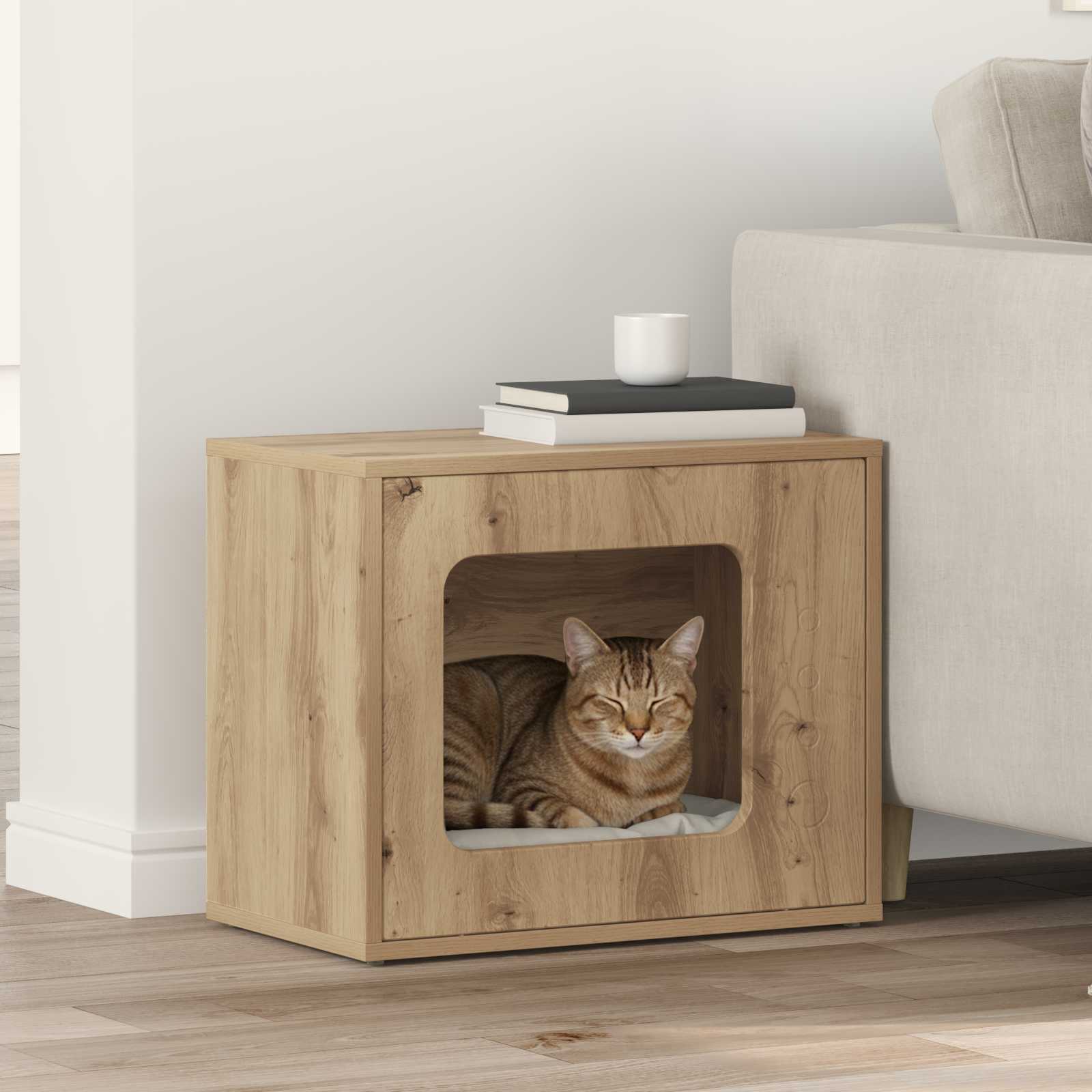 vidaXL Kattenhuis Wit 51 x 30 x 42 cm Bewerkt hout
