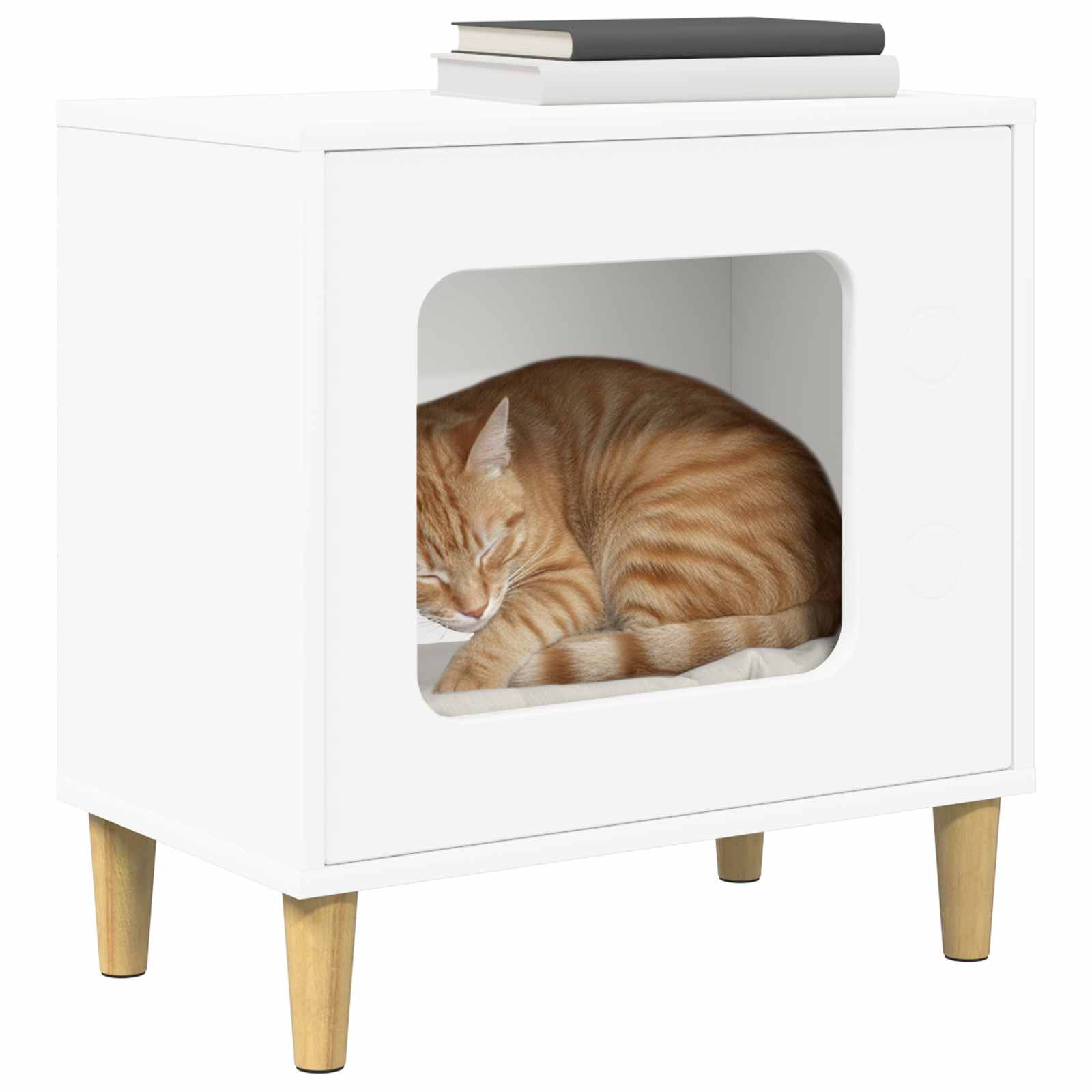 vidaXL Kattenhuis Wit 51 x 30 x 52 cm Bewerkt hout
