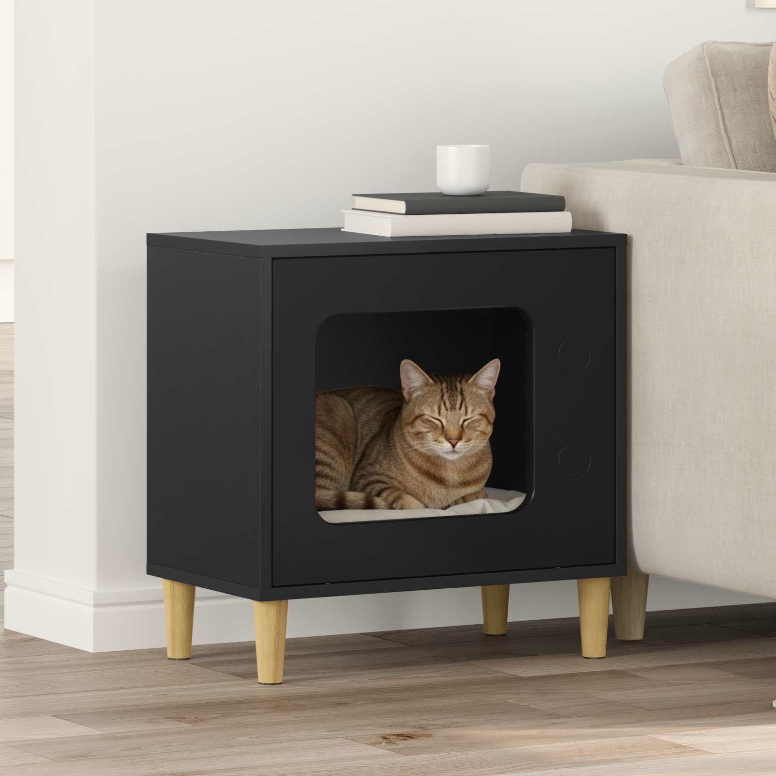 vidaXL Kattenhuis Wit 51 x 30 x 52 cm Bewerkt hout