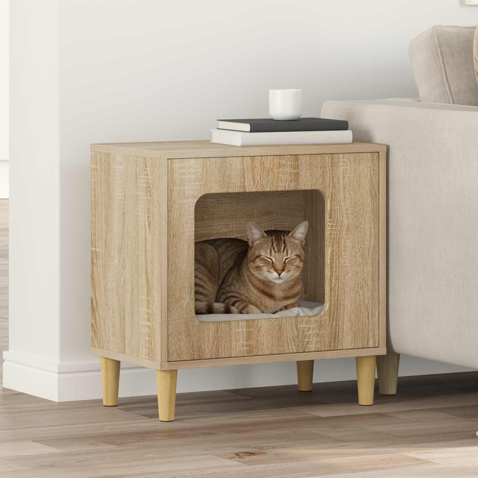 vidaXL Kattenhuis Wit 51 x 30 x 52 cm Bewerkt hout