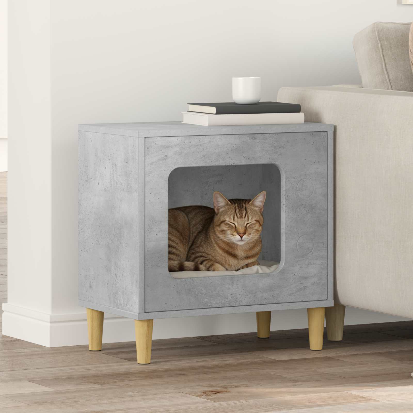 vidaXL Kattenhuis Wit 51 x 30 x 52 cm Bewerkt hout
