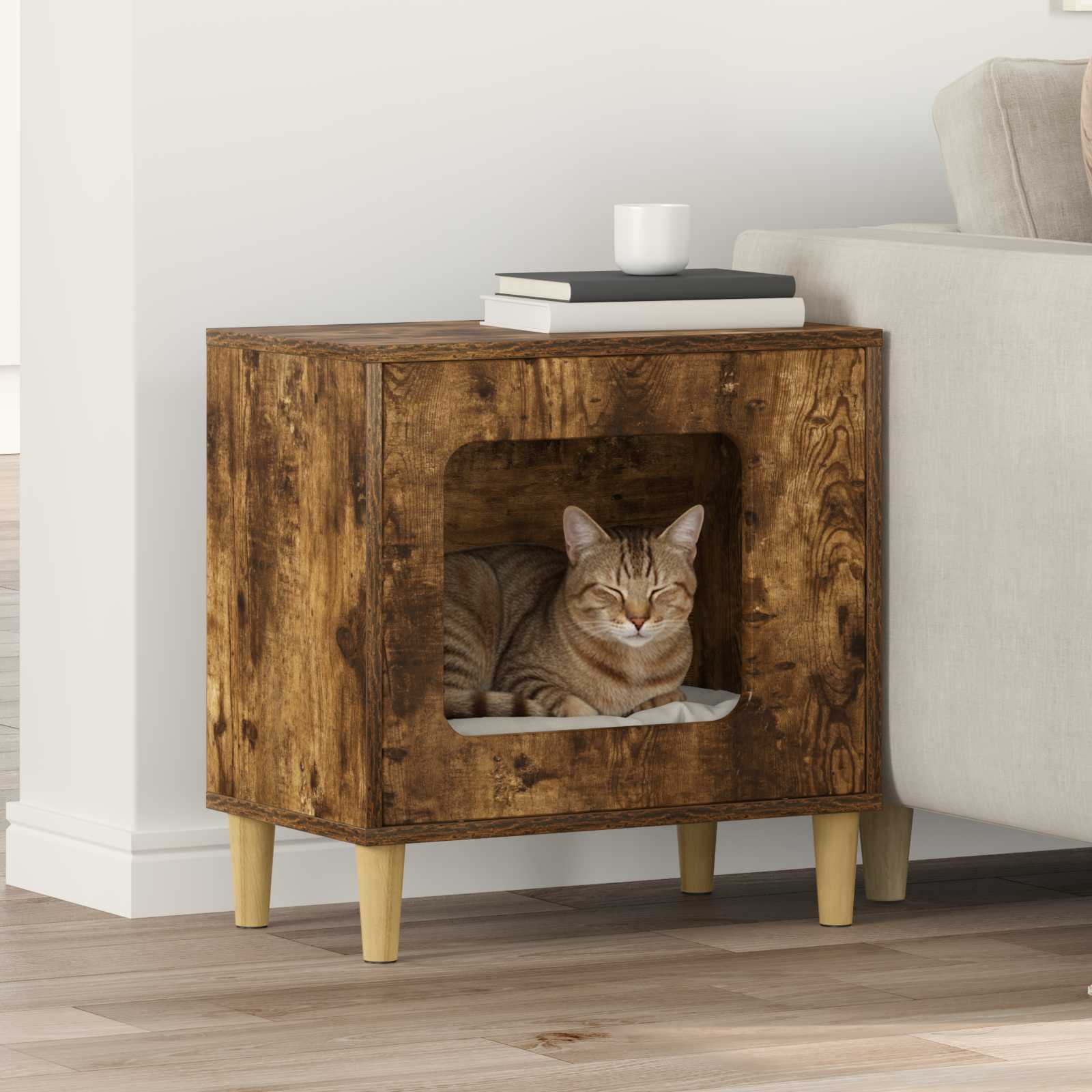 vidaXL Kattenhuis Wit 51 x 30 x 52 cm Bewerkt hout