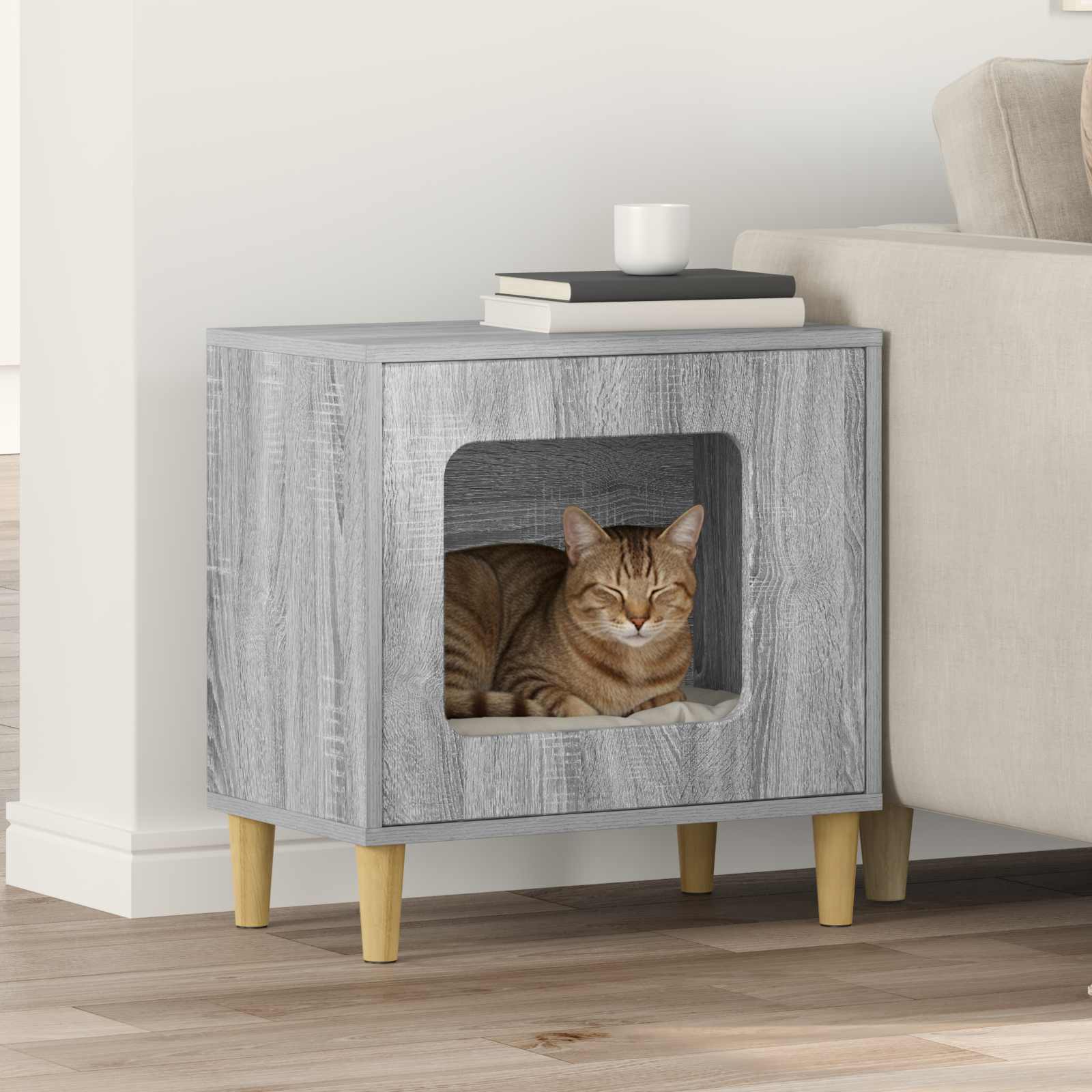 vidaXL Kattenhuis Wit 51 x 30 x 52 cm Bewerkt hout