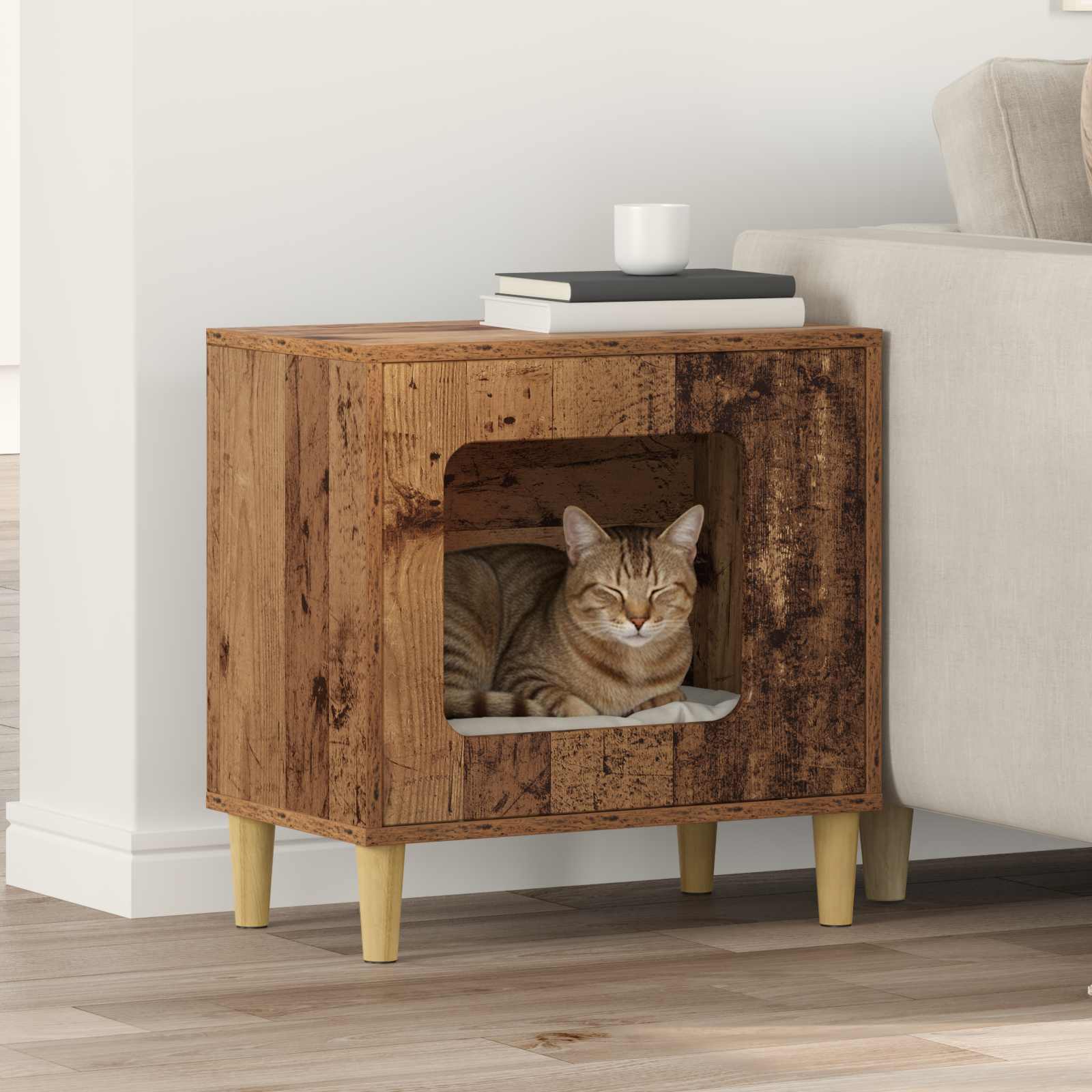 vidaXL Kattenhuis Wit 51 x 30 x 52 cm Bewerkt hout