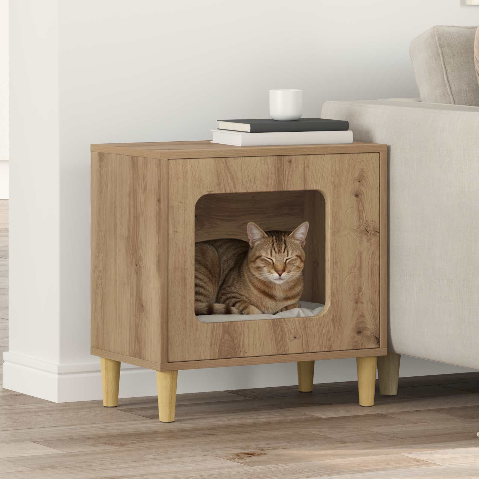 vidaXL Kattenhuis Wit 51 x 30 x 52 cm Bewerkt hout