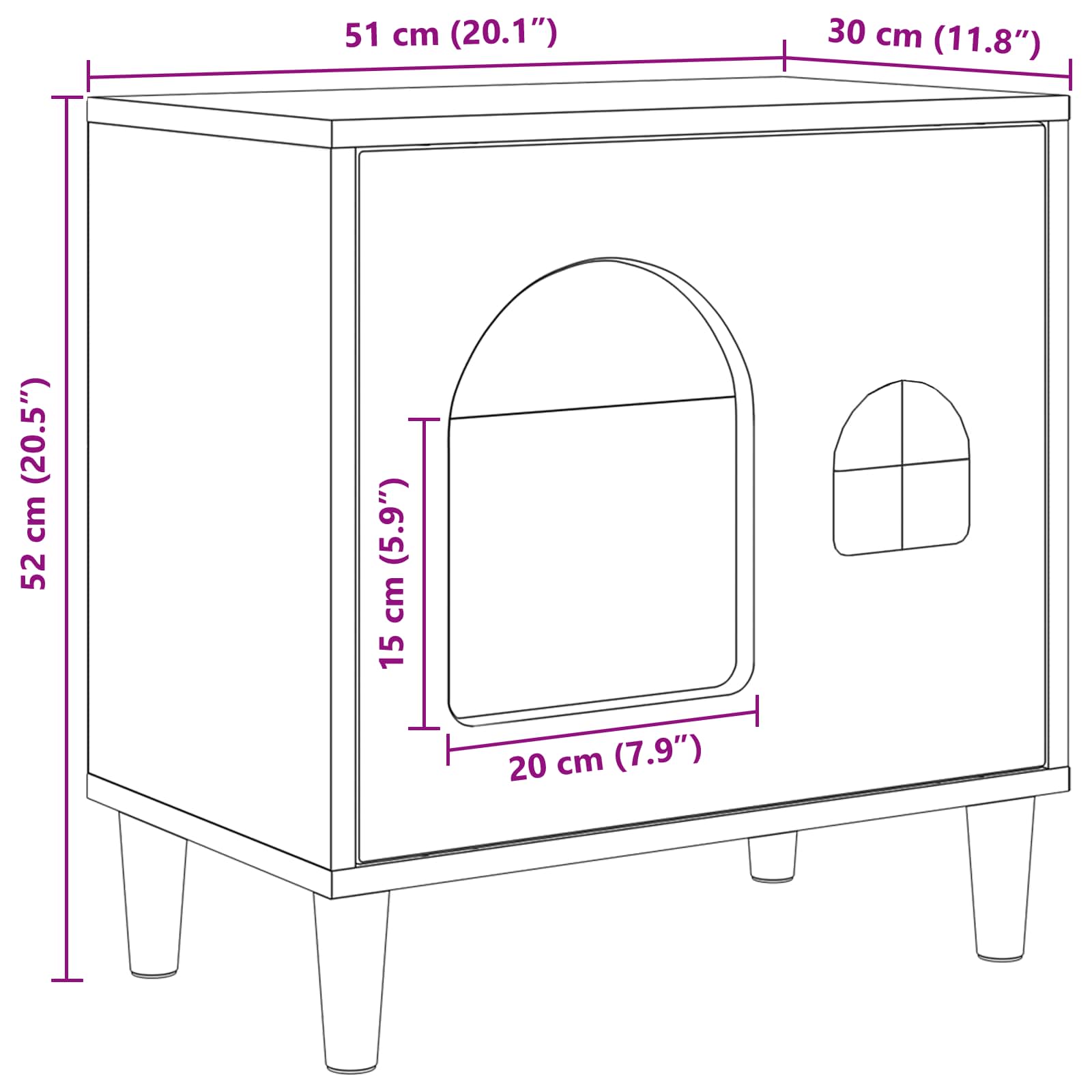 vidaXL Kattenhuis Wit 51 x 30 x 52 cm Bewerkt hout