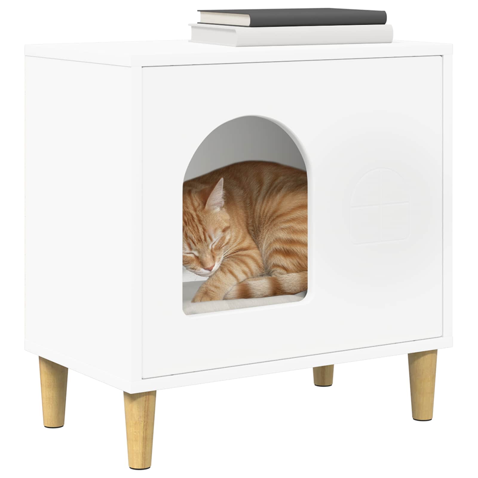 vidaXL Kattenhuis Wit 51 x 30 x 52 cm Bewerkt hout