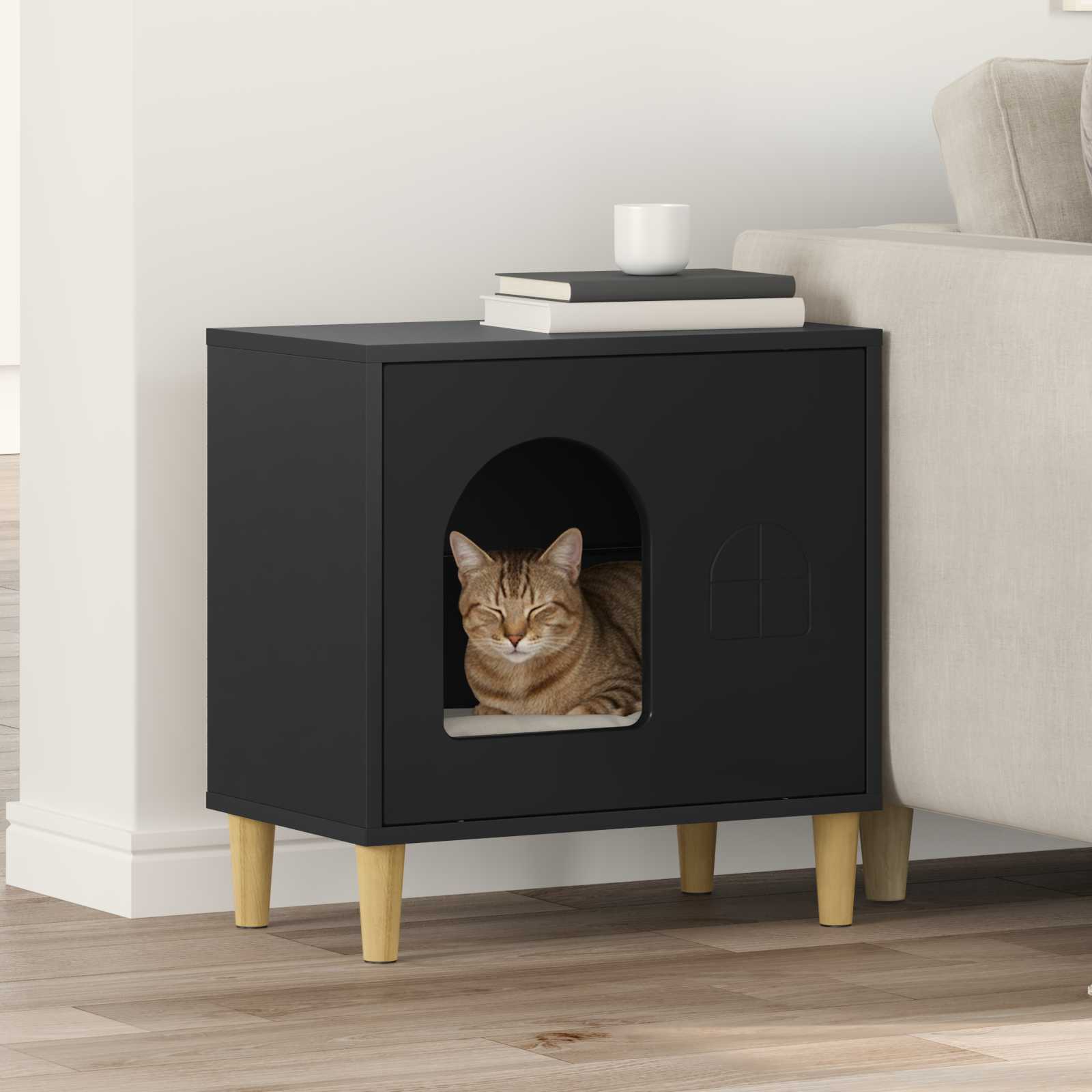 vidaXL Kattenhuis Wit 51 x 30 x 52 cm Bewerkt hout