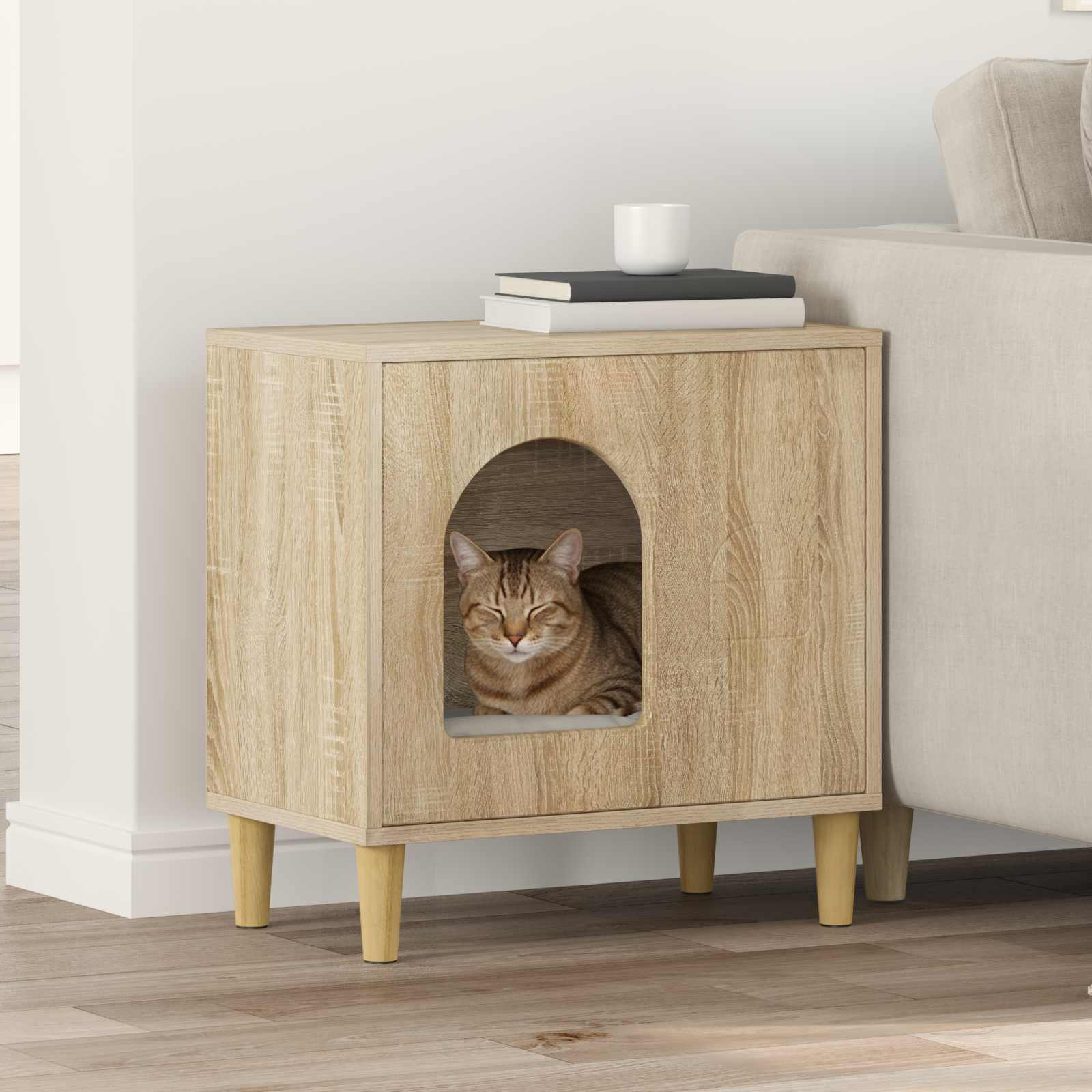 vidaXL Kattenhuis Wit 51 x 30 x 52 cm Bewerkt hout