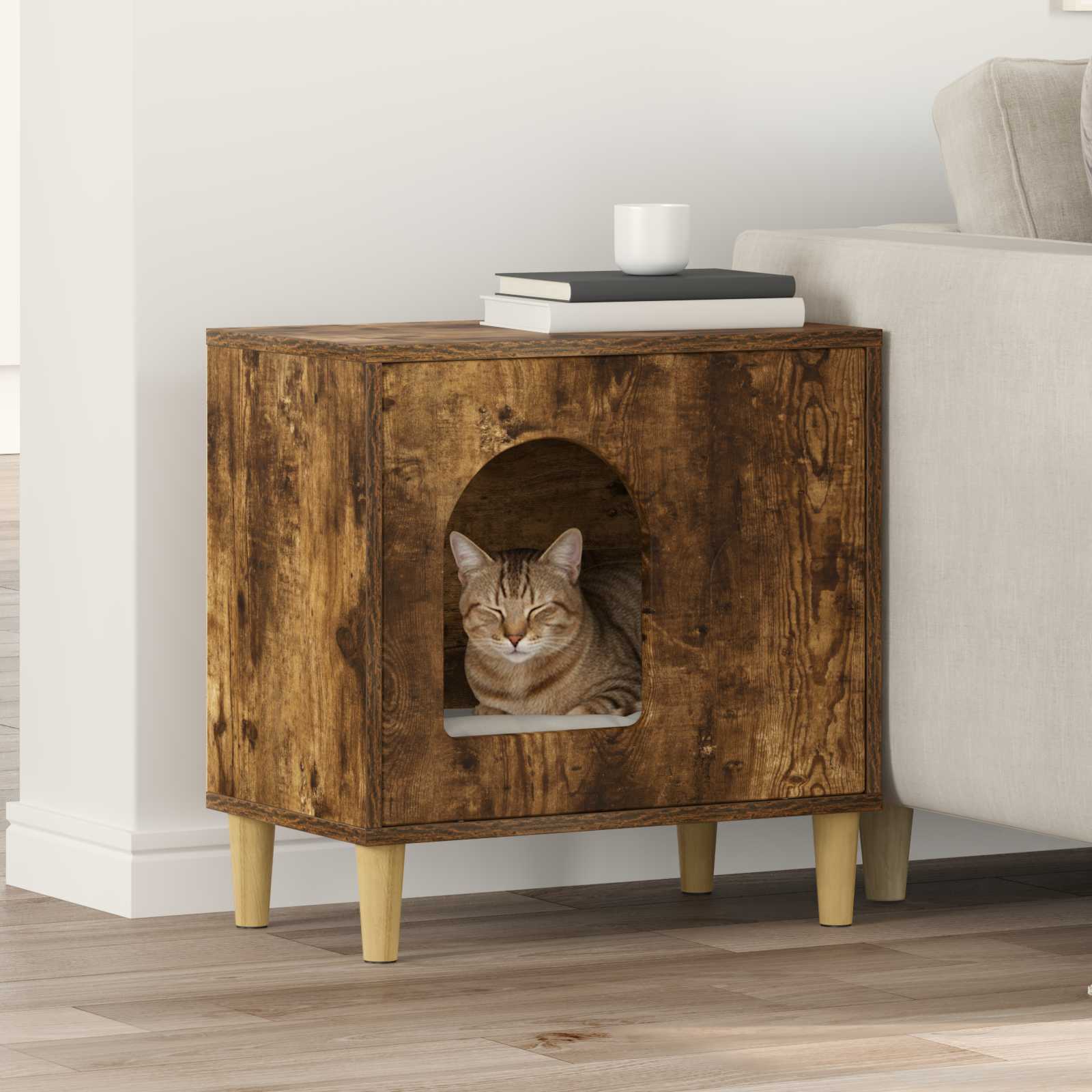 vidaXL Kattenhuis Wit 51 x 30 x 52 cm Bewerkt hout