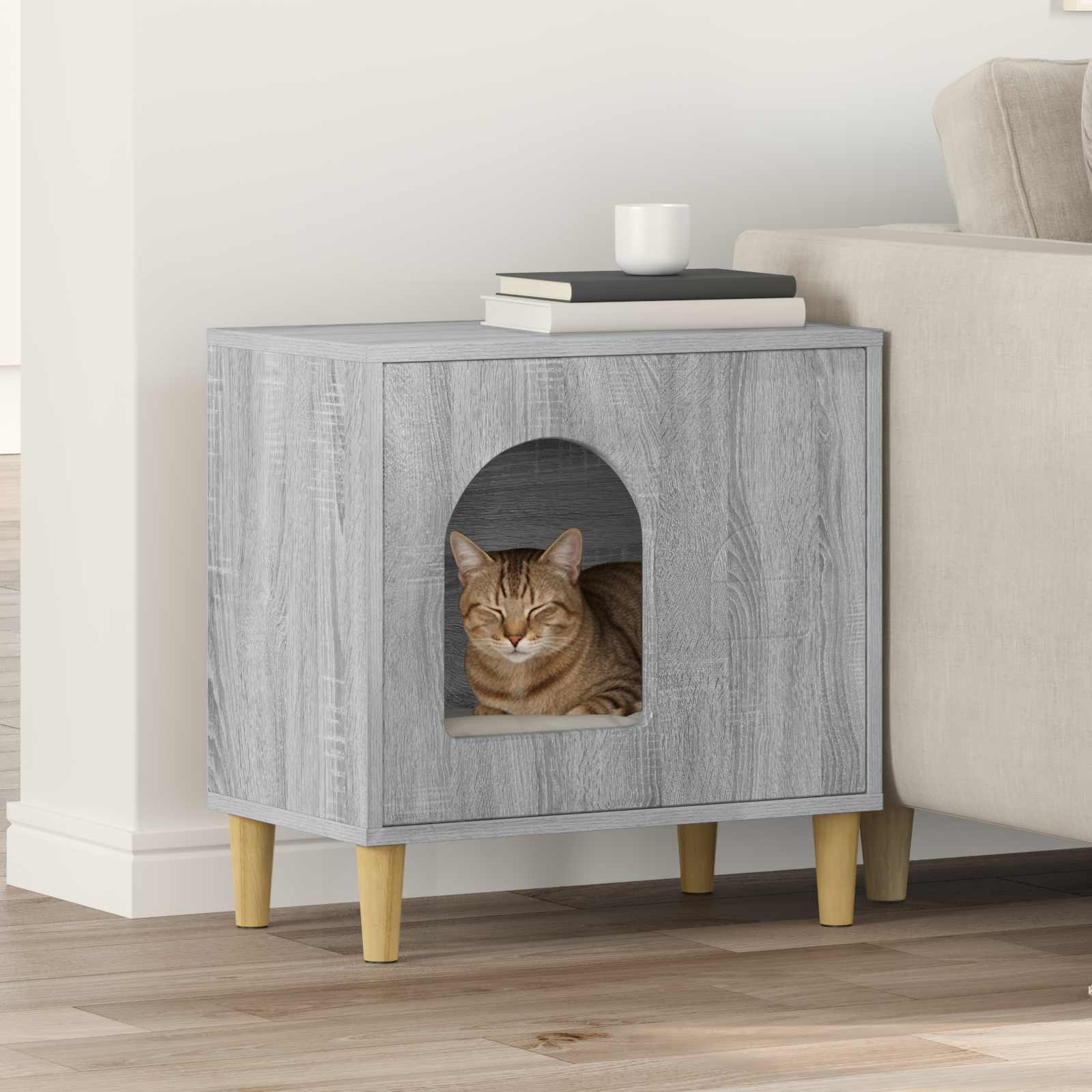 vidaXL Kattenhuis Wit 51 x 30 x 52 cm Bewerkt hout