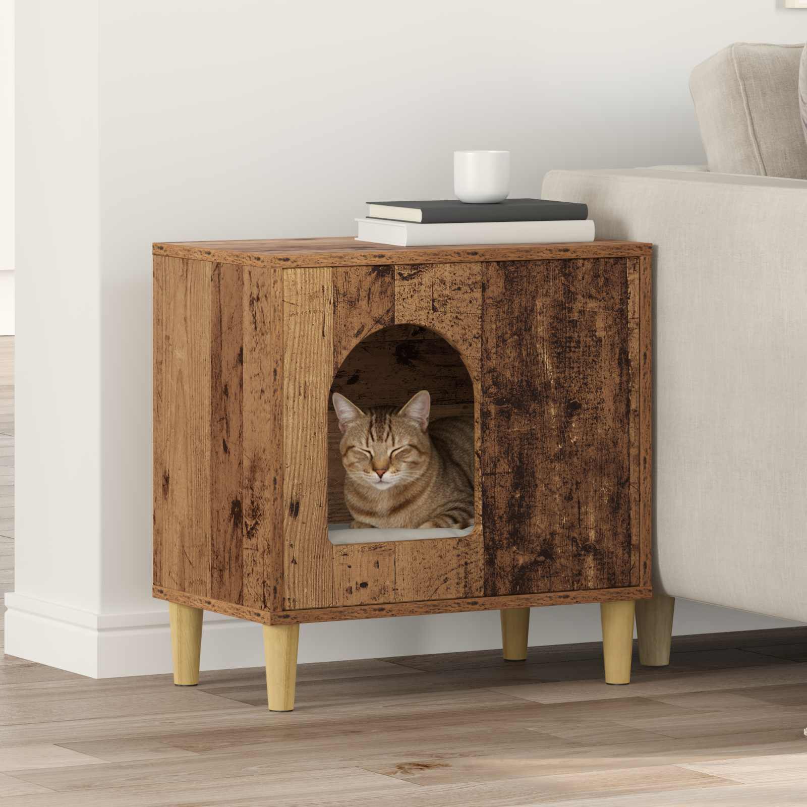 vidaXL Kattenhuis Wit 51 x 30 x 52 cm Bewerkt hout