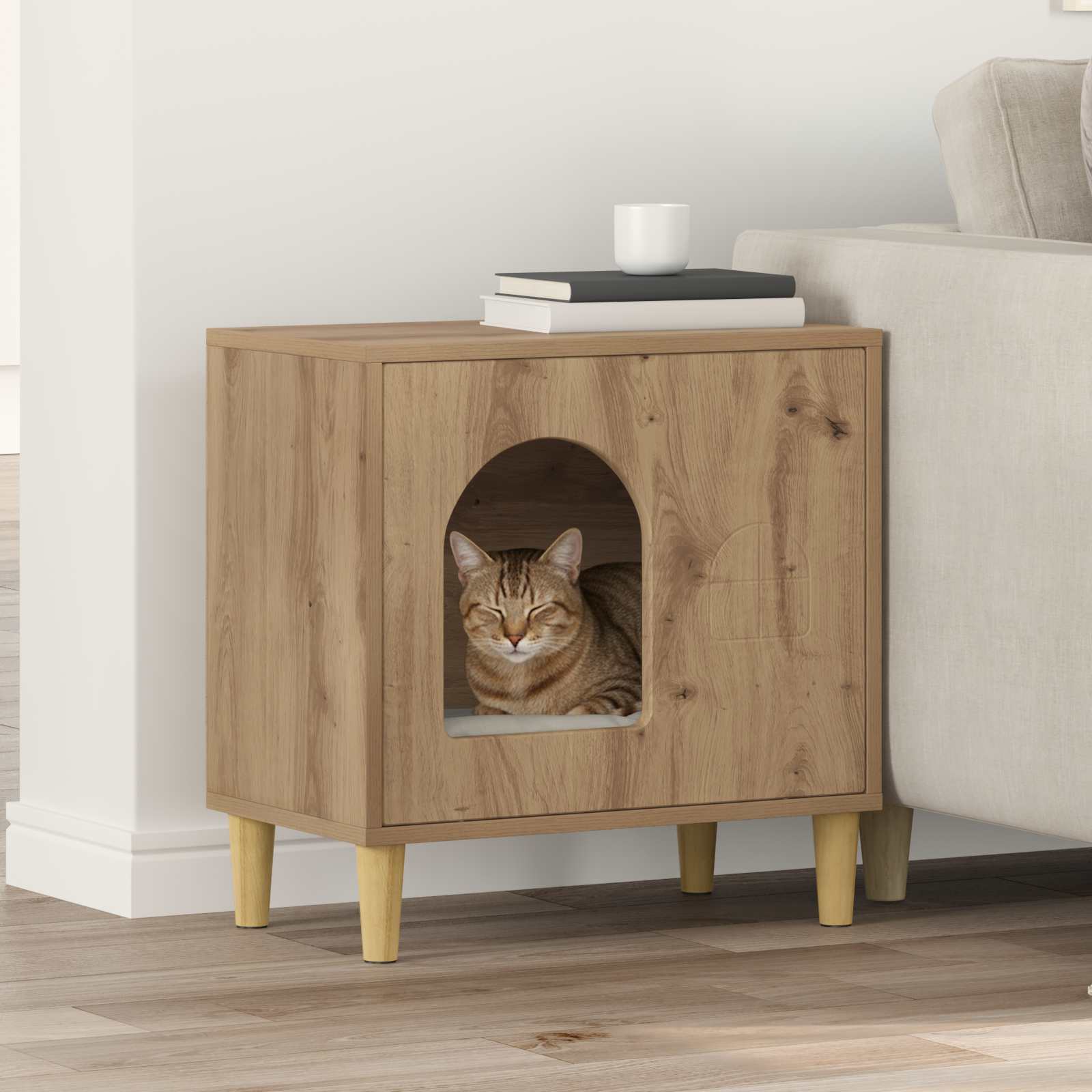 vidaXL Kattenhuis Wit 51 x 30 x 52 cm Bewerkt hout