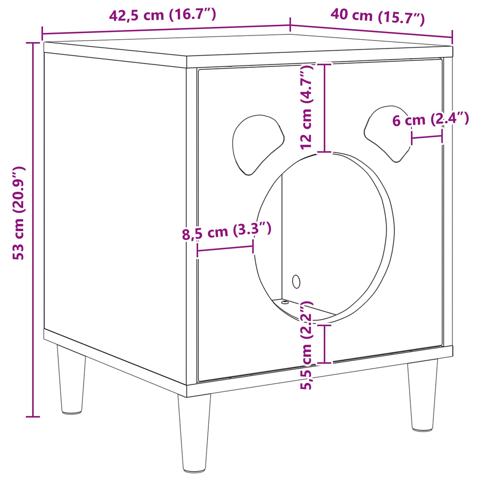 vidaXL Kattenhuis Glanzend Wit 42,5 x 40 x 52,5 cm Bewerkt hout