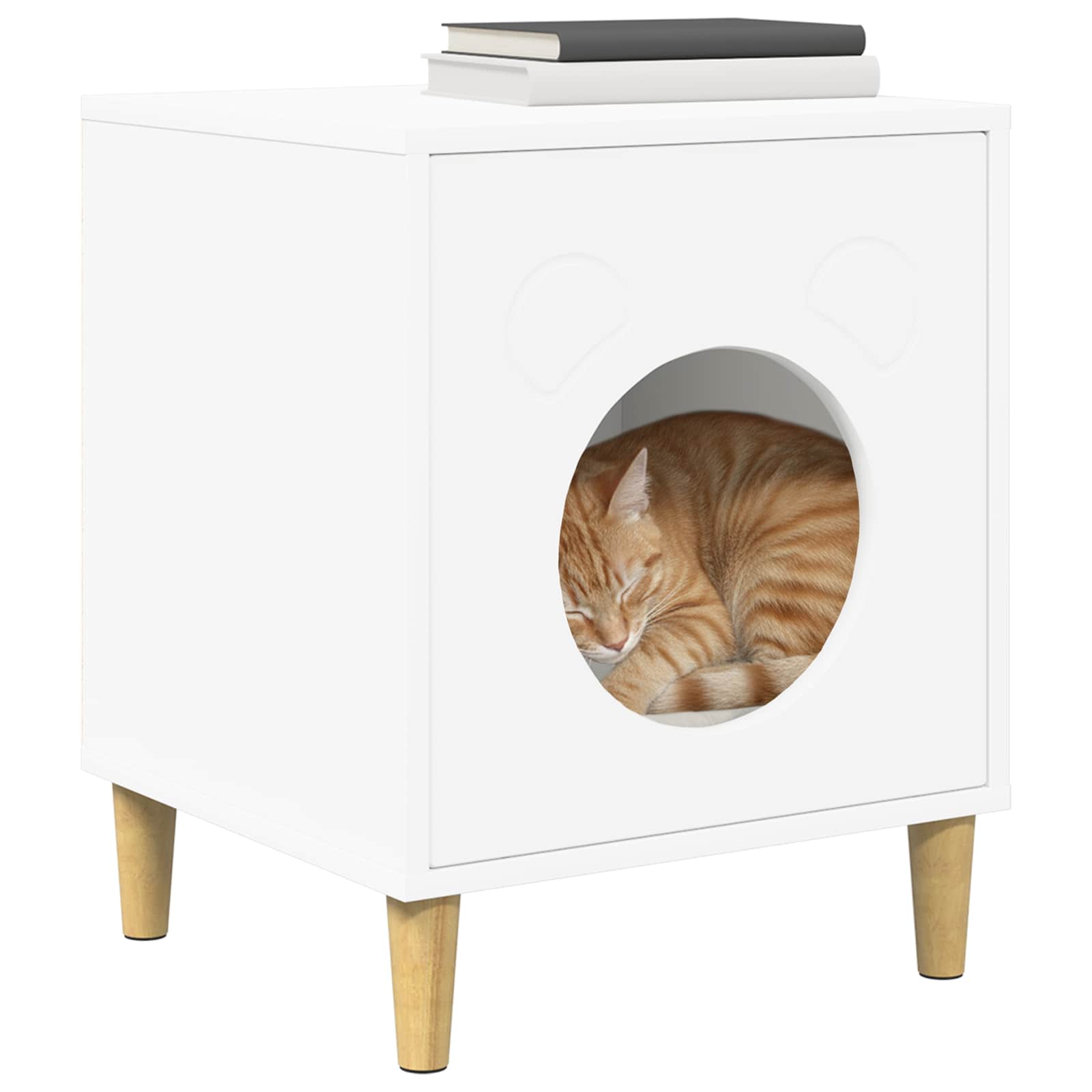 vidaXL Kattenhuis Glanzend Wit 42,5 x 40 x 52,5 cm Bewerkt hout