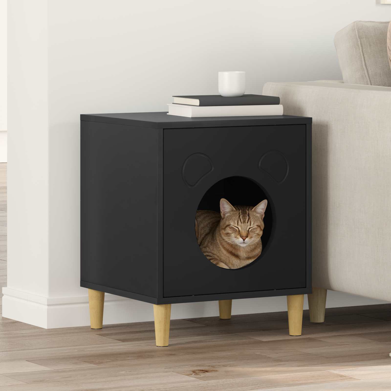 vidaXL Kattenhuis Glanzend Wit 42,5 x 40 x 52,5 cm Bewerkt hout