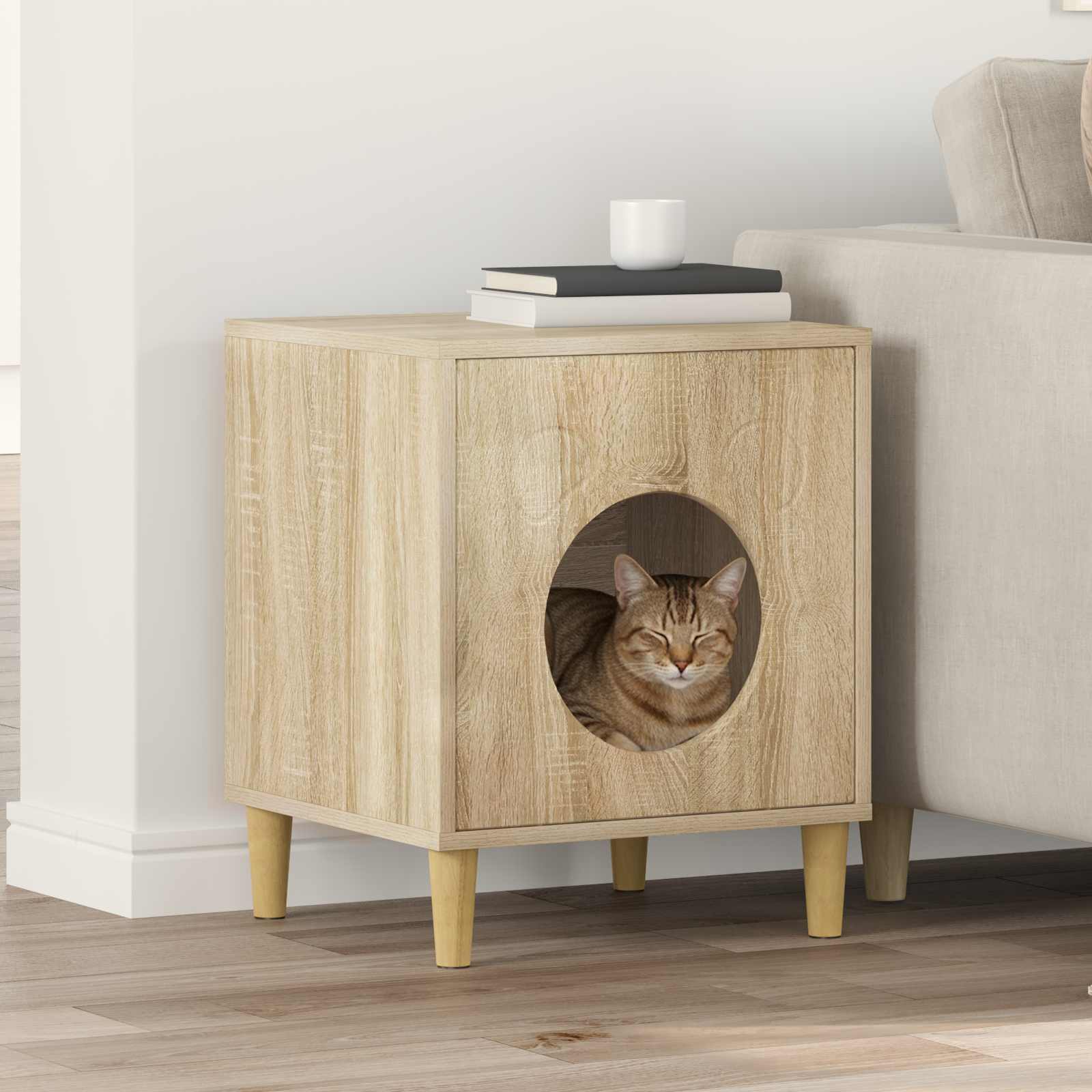 vidaXL Kattenhuis Glanzend Wit 42,5 x 40 x 52,5 cm Bewerkt hout