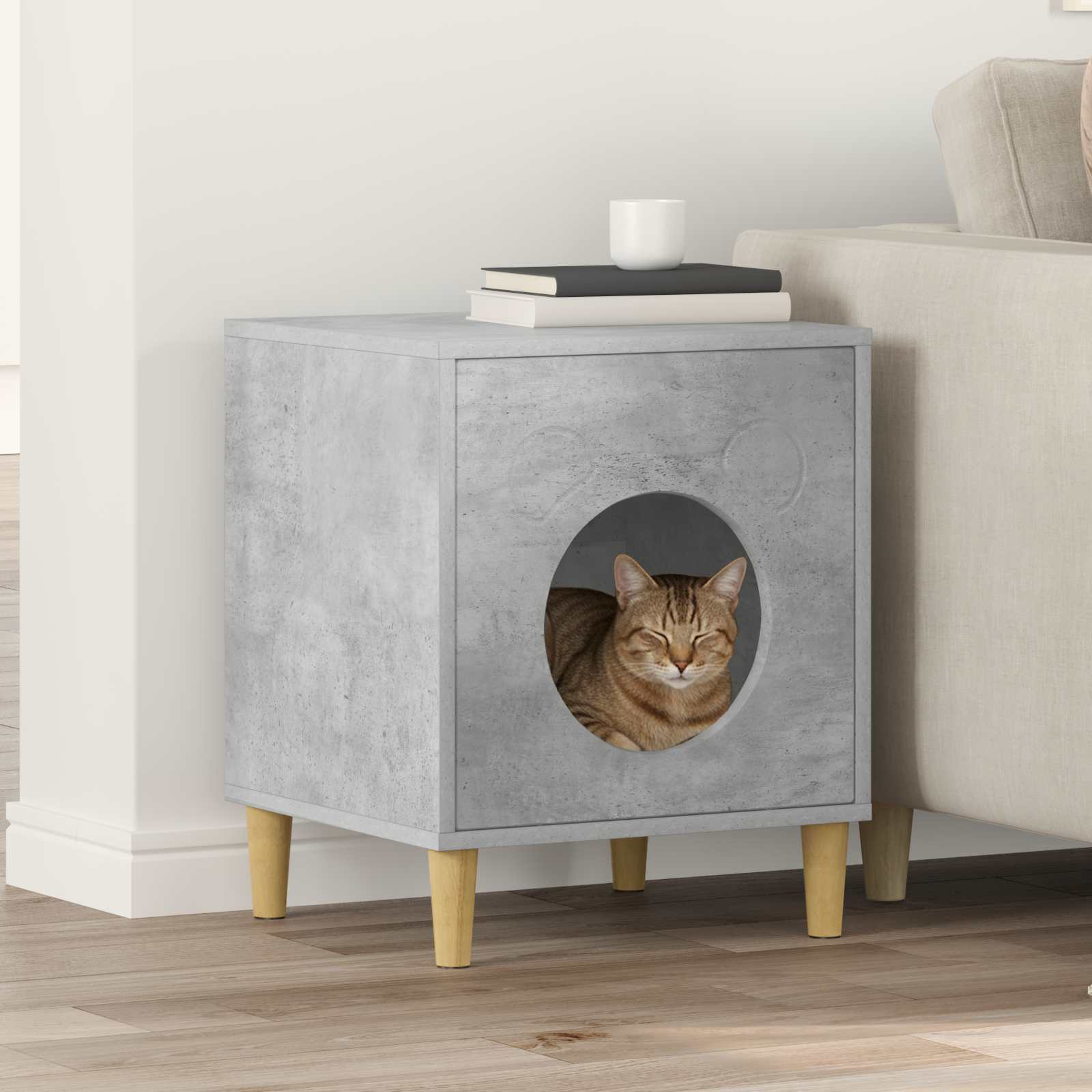 vidaXL Kattenhuis Glanzend Wit 42,5 x 40 x 52,5 cm Bewerkt hout