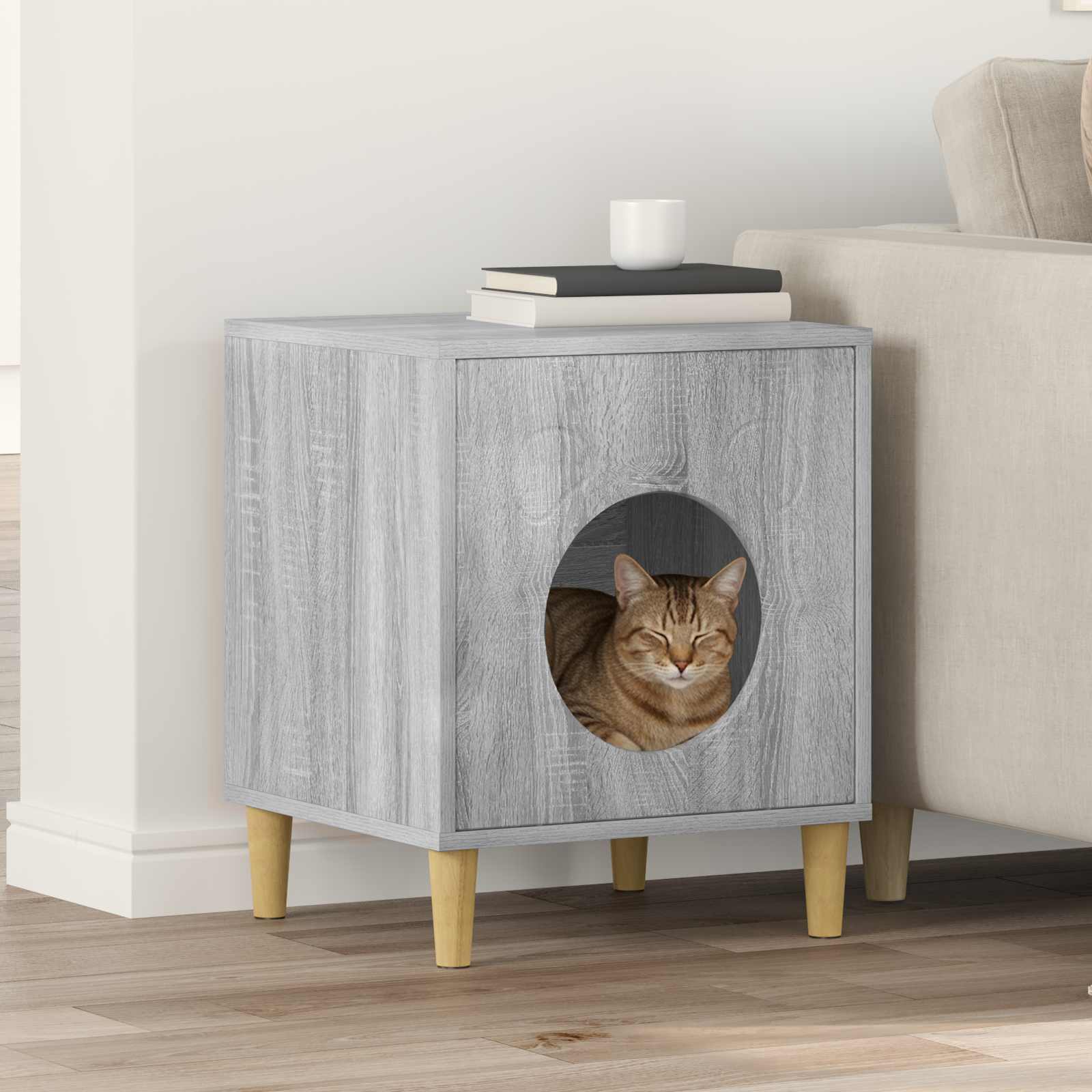 vidaXL Kattenhuis Glanzend Wit 42,5 x 40 x 52,5 cm Bewerkt hout