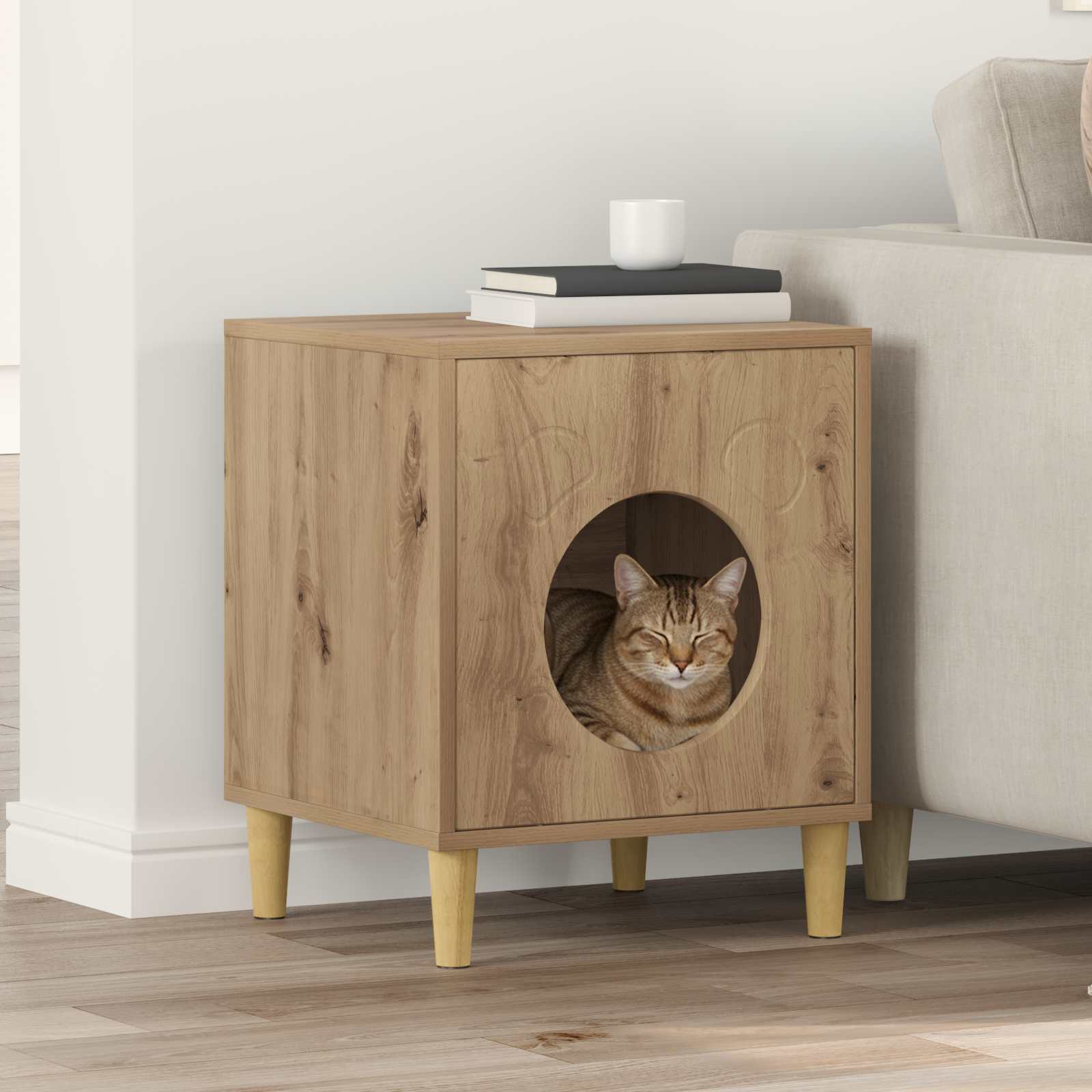 vidaXL Kattenhuis Glanzend Wit 42,5 x 40 x 52,5 cm Bewerkt hout