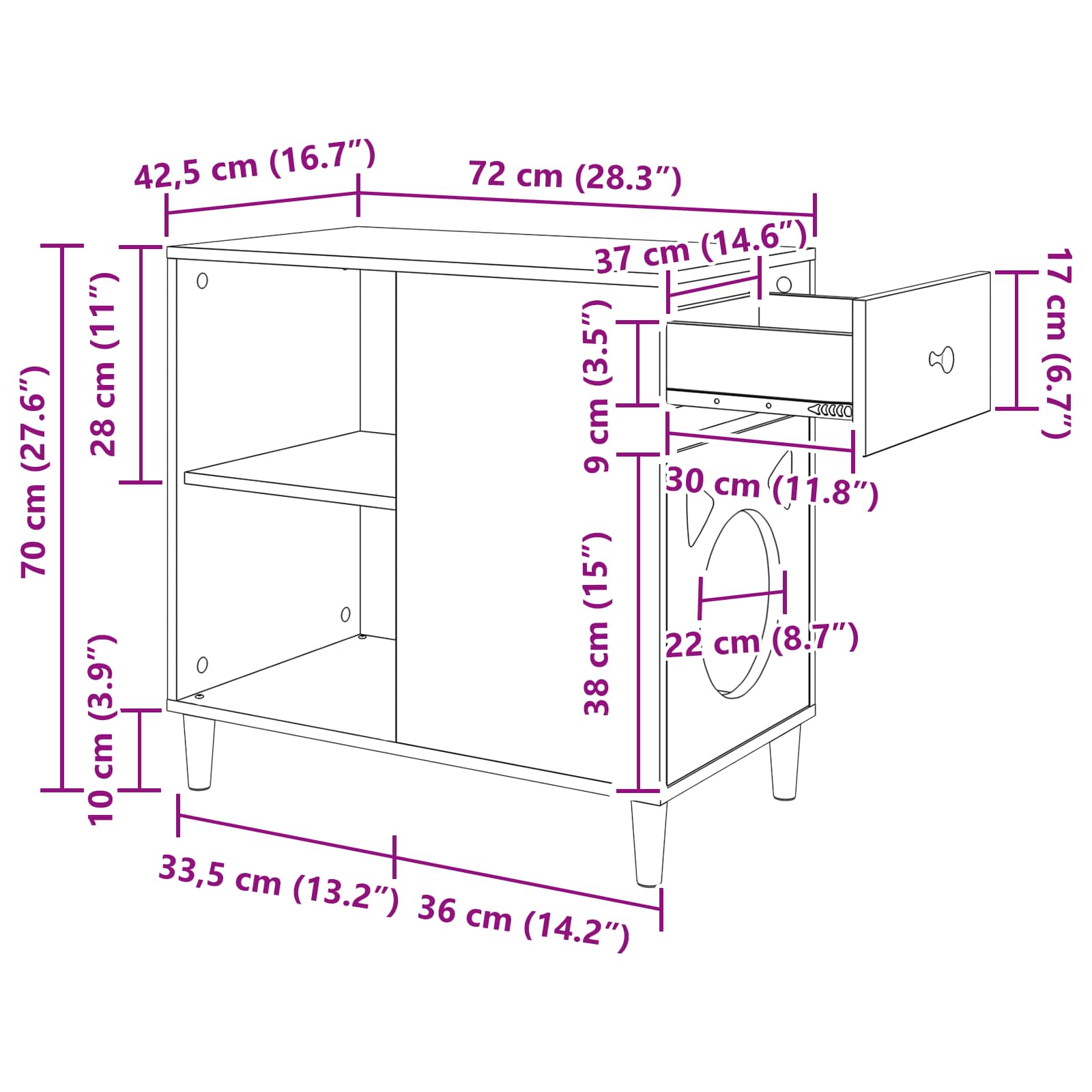vidaXL Kattenhuis Wit 72 x 42,5 x 70 cm Bewerkt hout