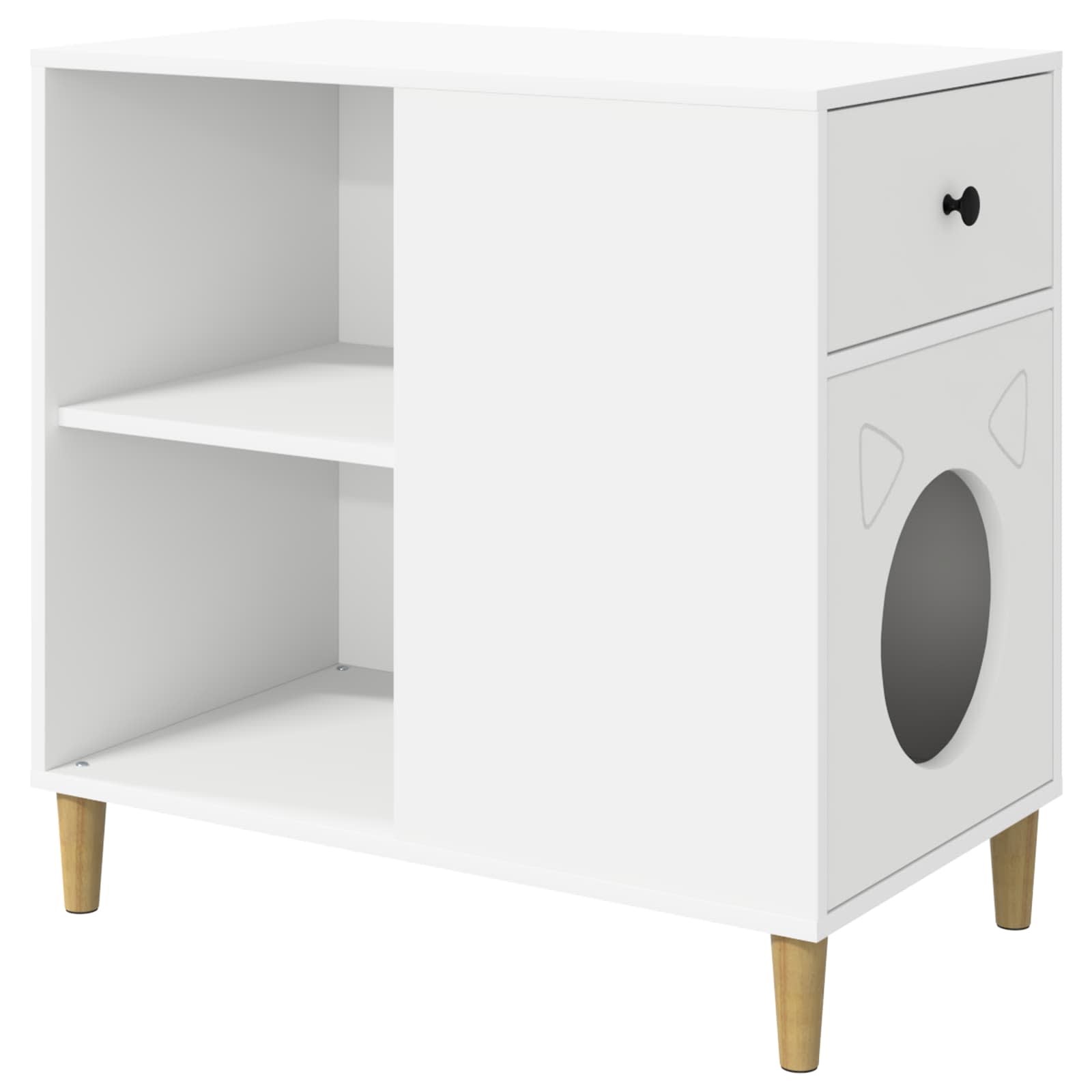 vidaXL Kattenhuis Wit 72 x 42,5 x 70 cm Bewerkt hout