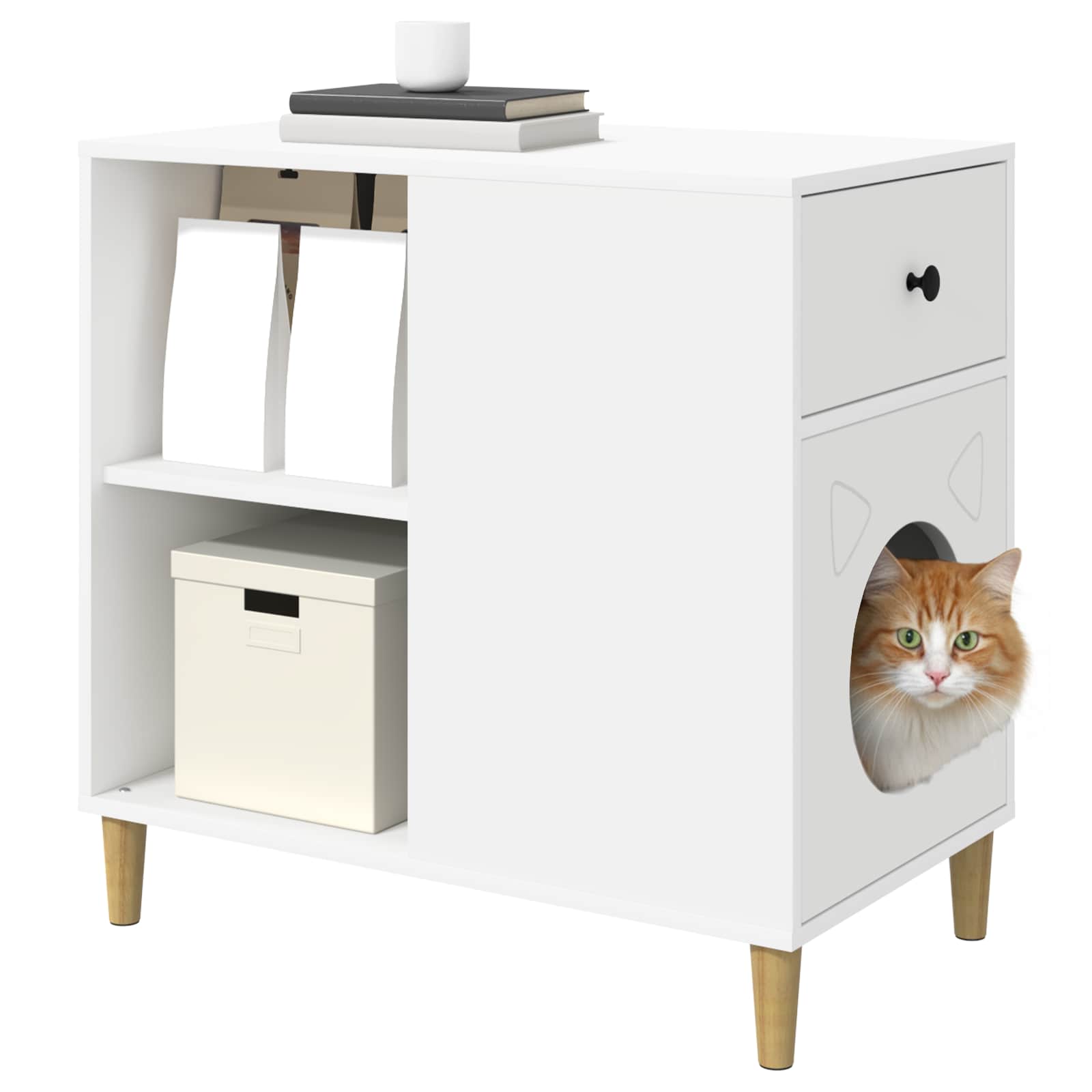 vidaXL Kattenhuis Wit 72 x 42,5 x 70 cm Bewerkt hout