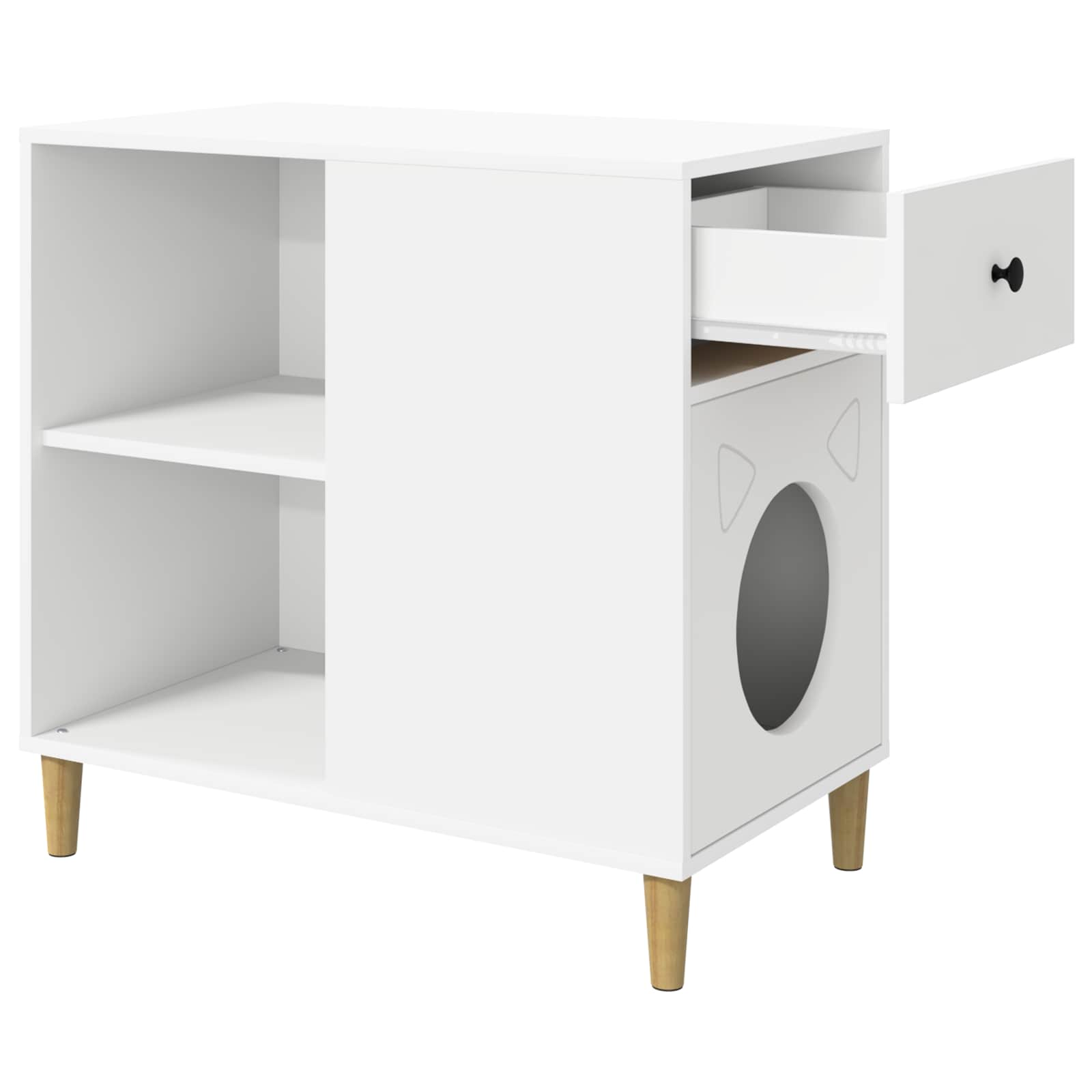 vidaXL Kattenhuis Wit 72 x 42,5 x 70 cm Bewerkt hout