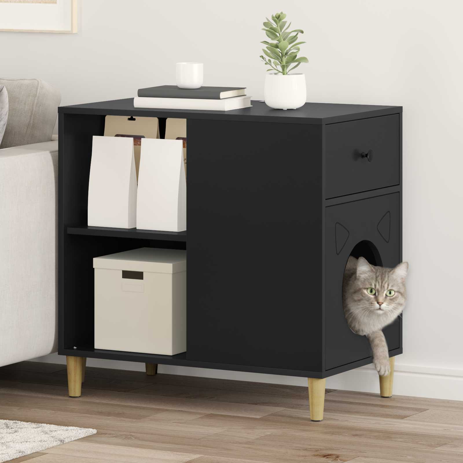 vidaXL Kattenhuis Wit 72 x 42,5 x 70 cm Bewerkt hout