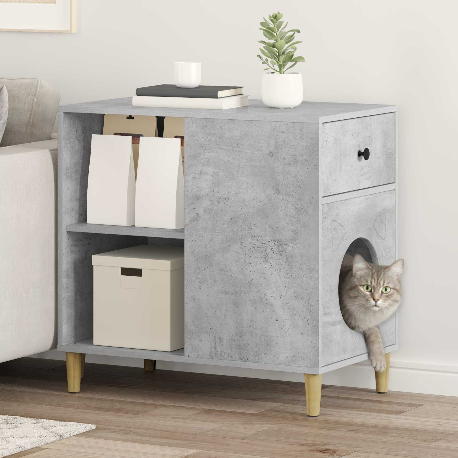 vidaXL Kattenhuis Wit 72 x 42,5 x 70 cm Bewerkt hout