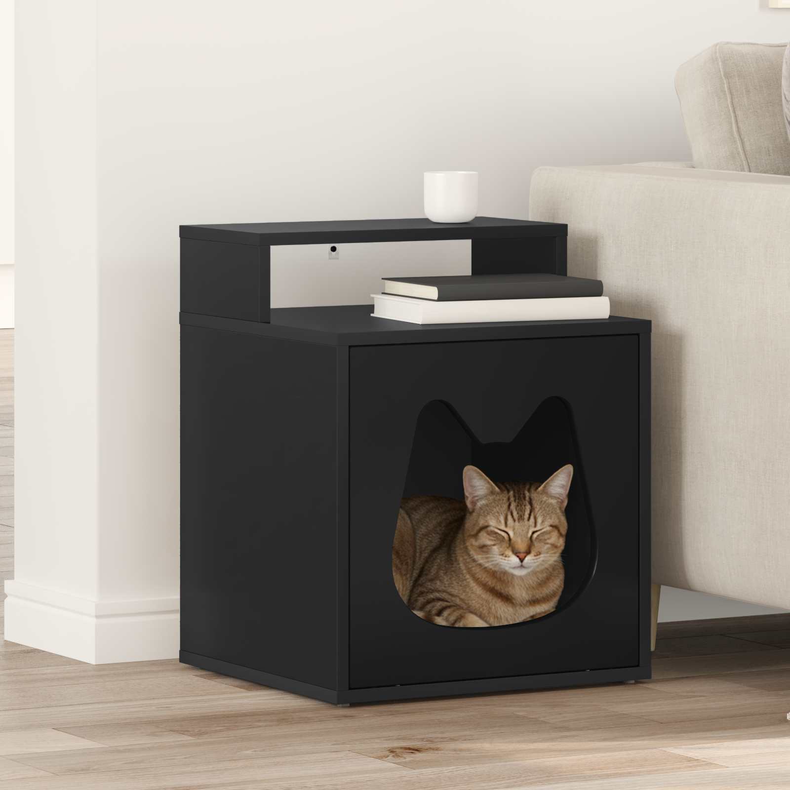 vidaXL Kattenhuis Wit 42,5 x 40 x 52,5 cm Bewerkt hout