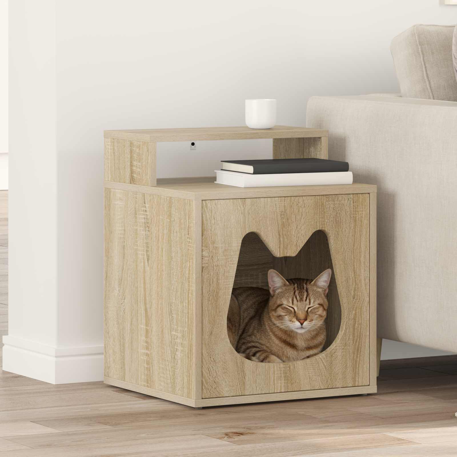 vidaXL Kattenhuis Wit 42,5 x 40 x 52,5 cm Bewerkt hout