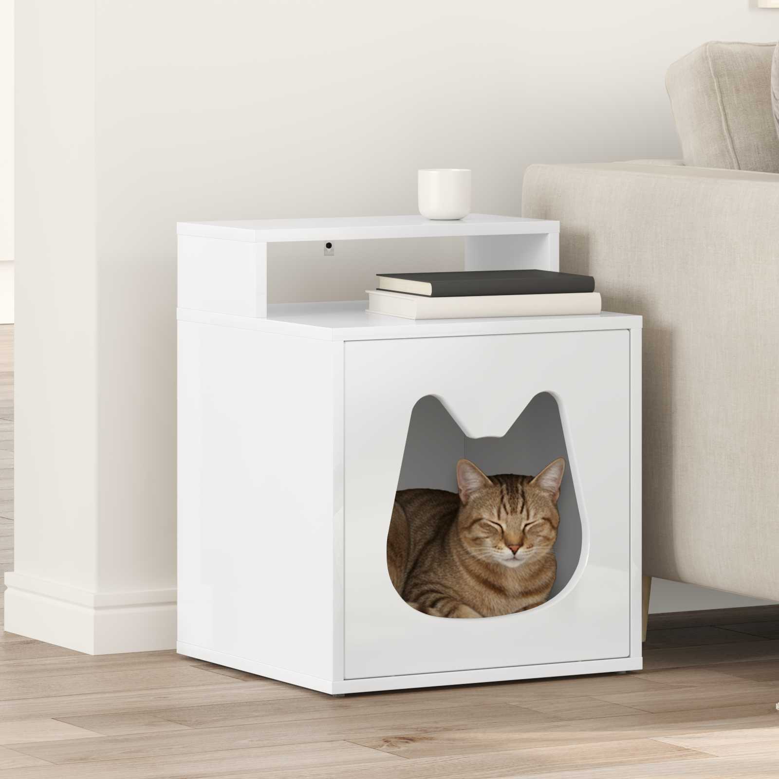 vidaXL Kattenhuis Wit 42,5 x 40 x 52,5 cm Bewerkt hout