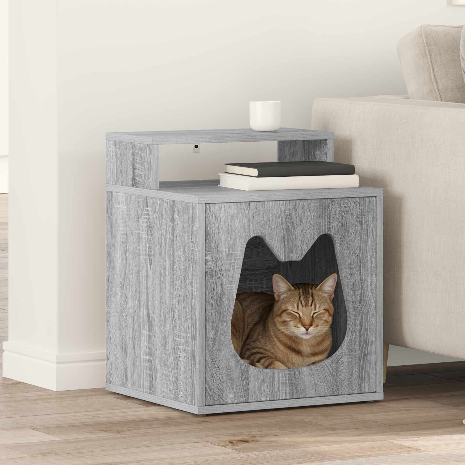 vidaXL Kattenhuis Wit 42,5 x 40 x 52,5 cm Bewerkt hout